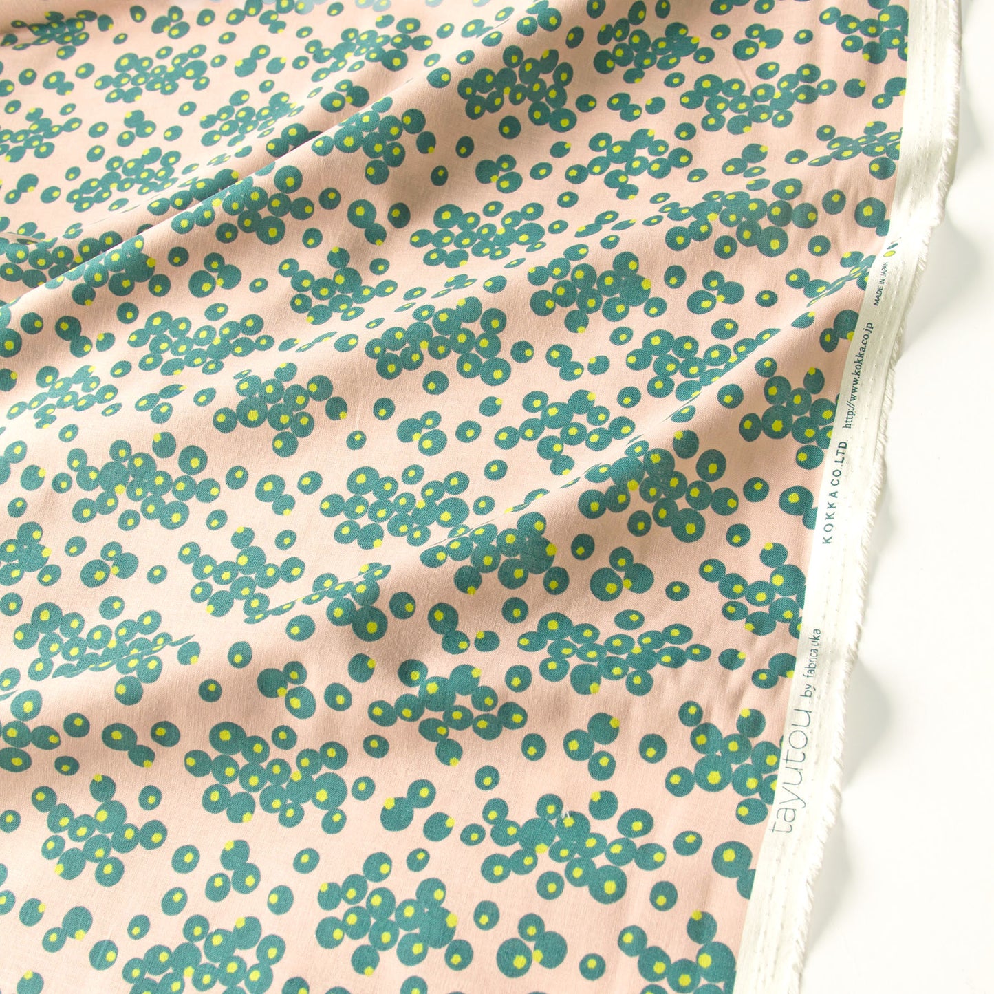 Tayutou Lightweight Cotton Linen Fabric Bubble Dot Dusty Pink by the Yard