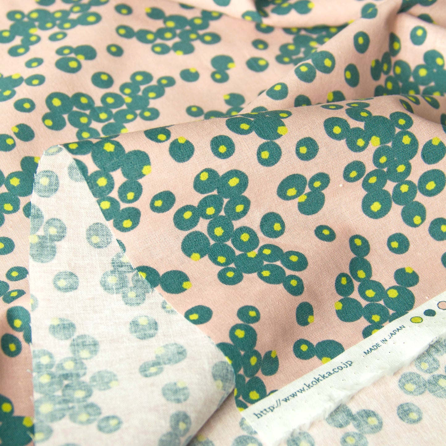 Tayutou Lightweight Cotton Linen Fabric Bubble Dot Dusty Pink by the Yard