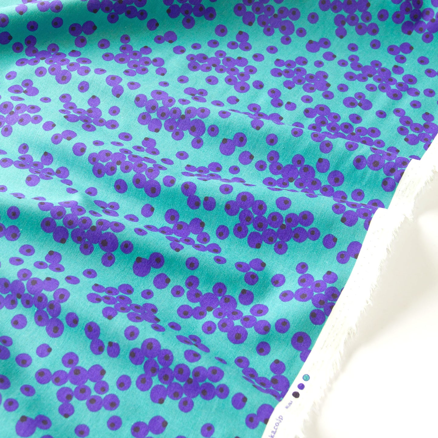 Tayutou Lightweight Cotton Linen Fabric Bubble Dot Teal Blue by the Yard