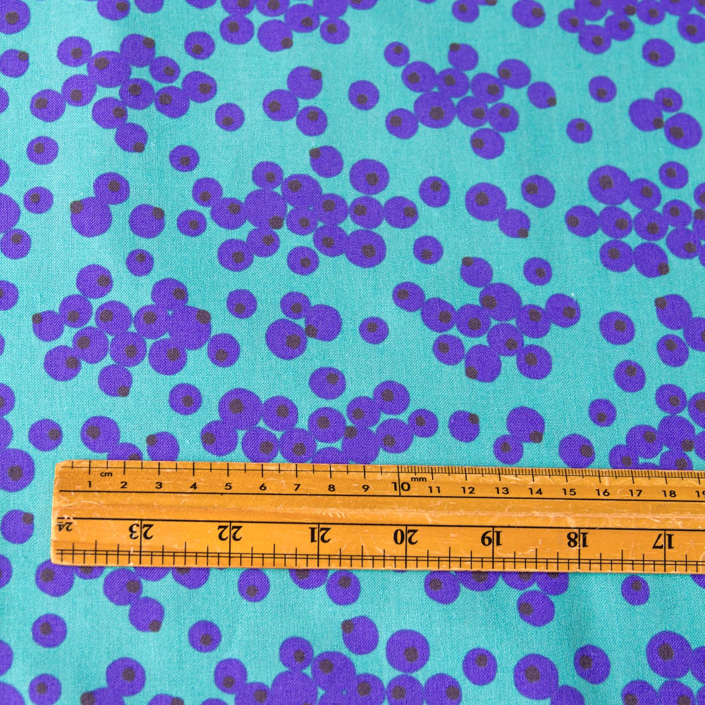 Tayutou Lightweight Cotton Linen Fabric Bubble Dot Teal Blue by the Yard