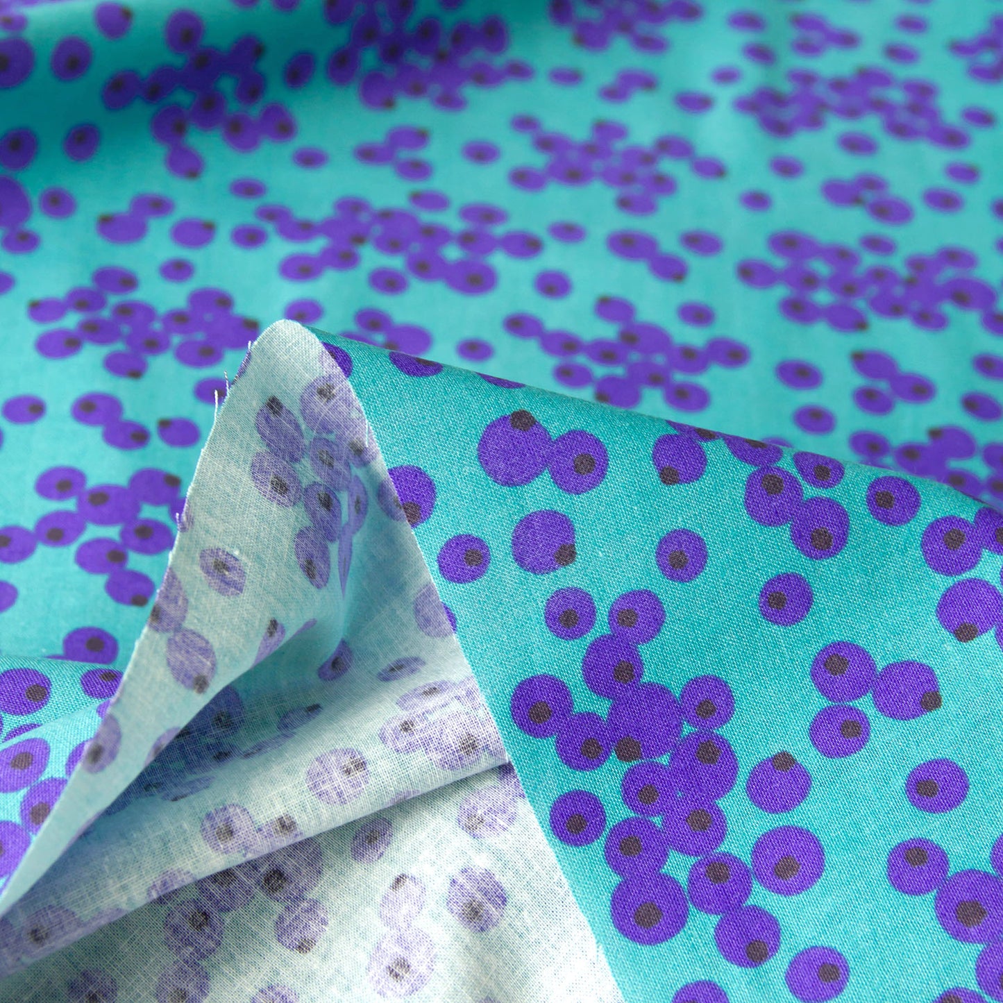 Tayutou Lightweight Cotton Linen Fabric Bubble Dot Teal Blue by the Yard