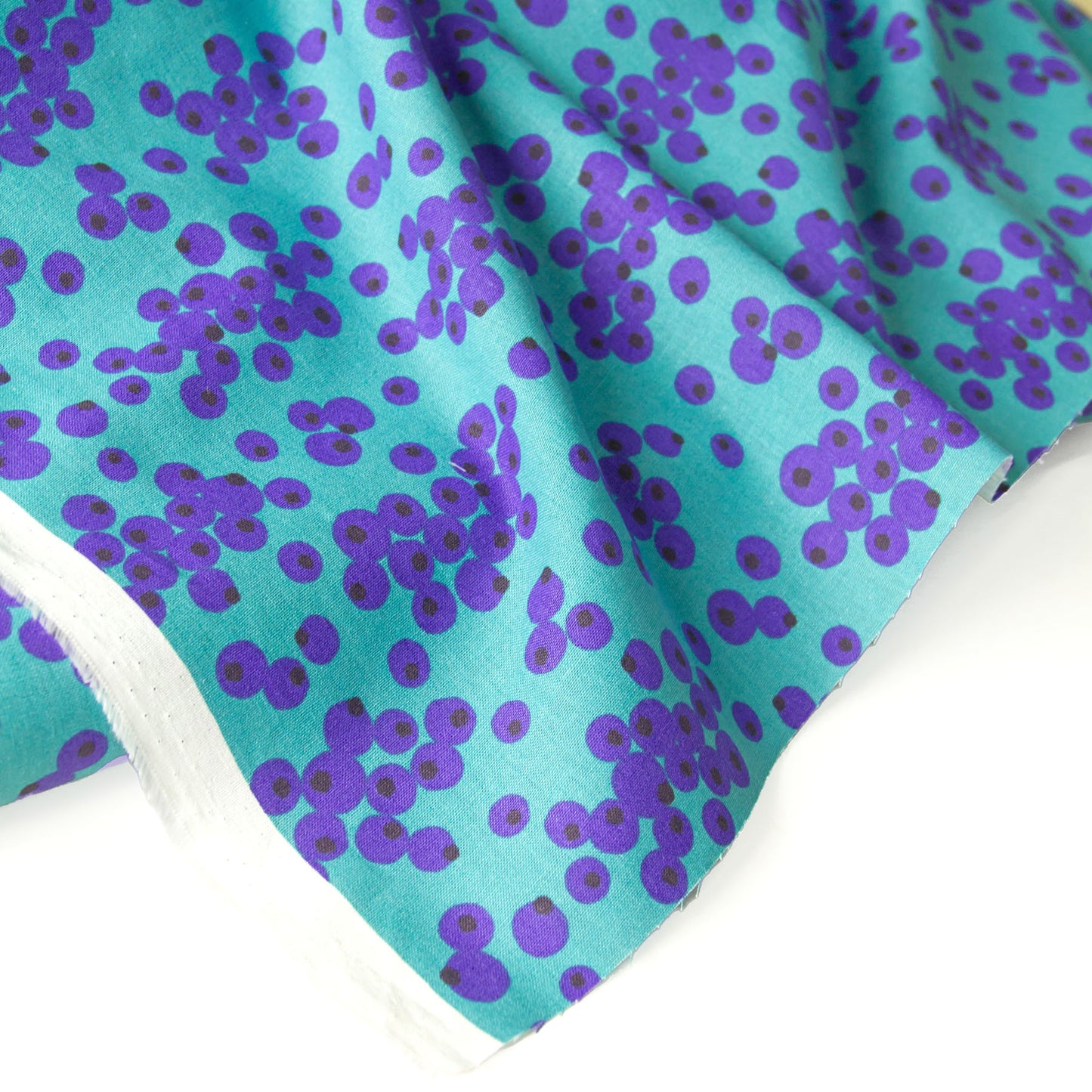 Tayutou Lightweight Cotton Linen Fabric Bubble Dot Teal Blue by the Yard