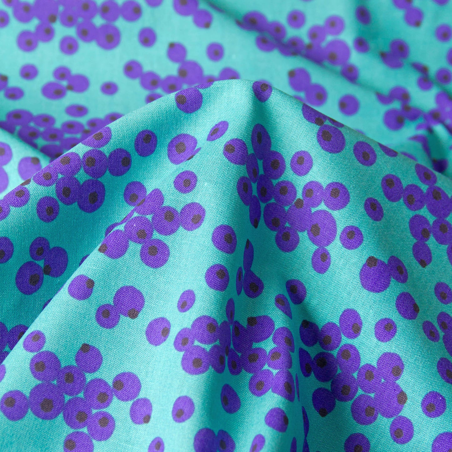 Tayutou Lightweight Cotton Linen Fabric Bubble Dot Teal Blue by the Yard