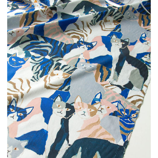 Japanese NekoNoe Cotton Fabric Cats Pattern  by the Yard