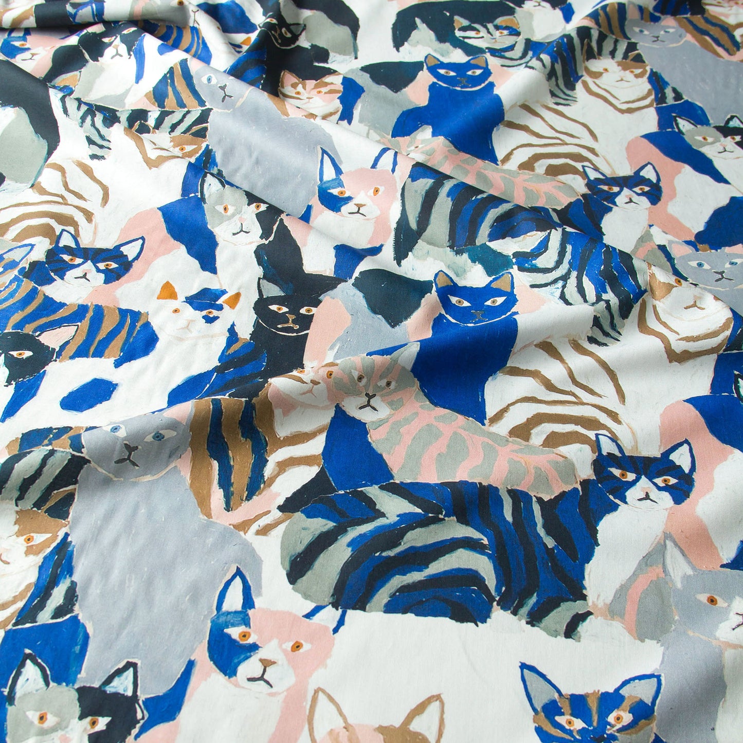 Japanese NekoNoe Cotton Fabric Cats Pattern  by the Yard