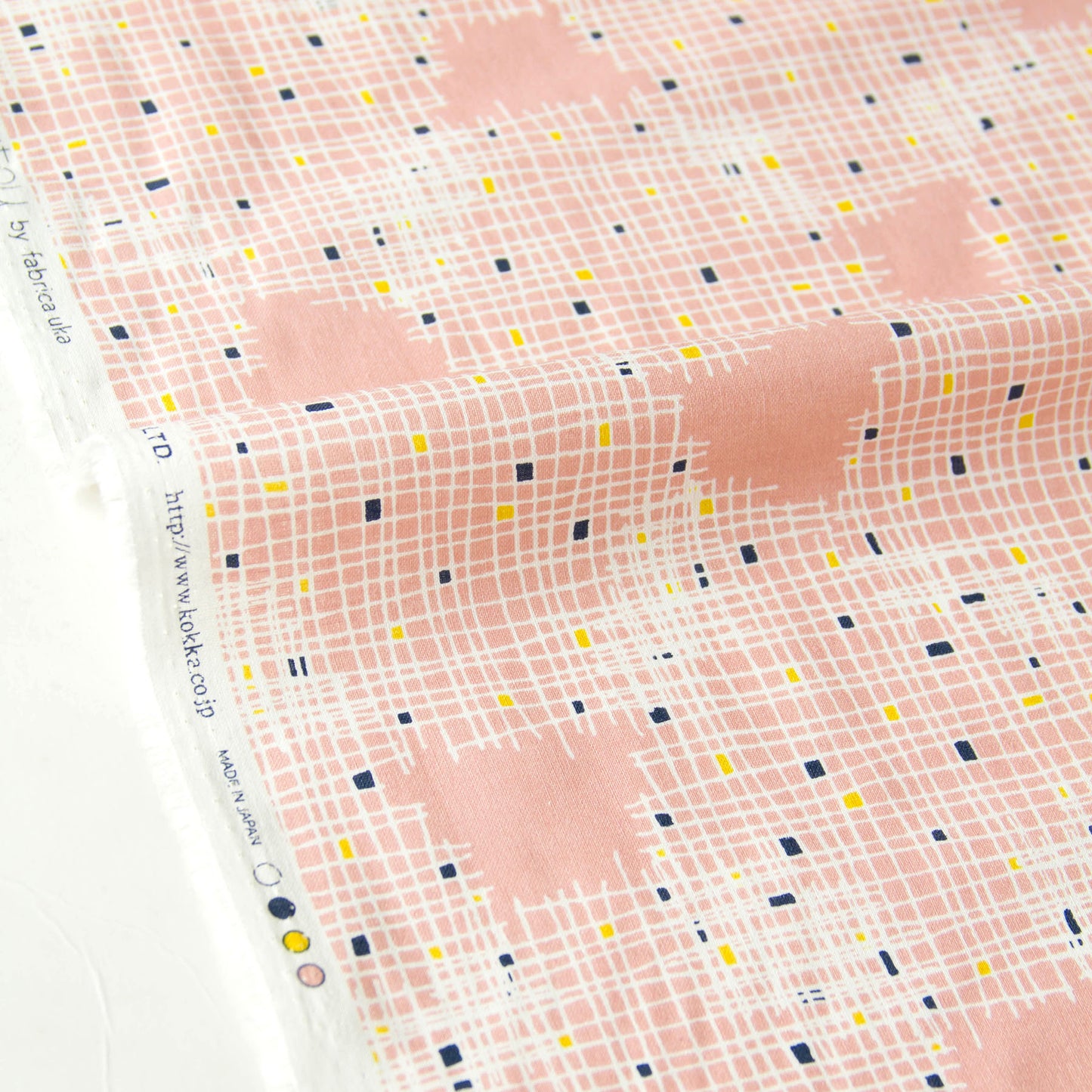 Tayutou Lightweight Cotton Linen Fabric Grid Geo Pink by the Yard