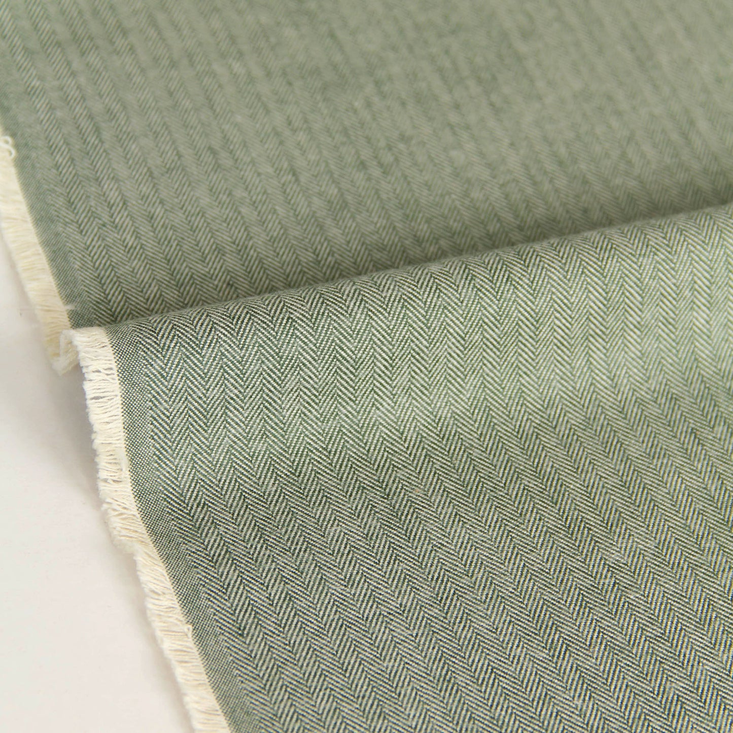 Cotton Herringbone Brushed Flannel Fabric Sage Green by the Yard