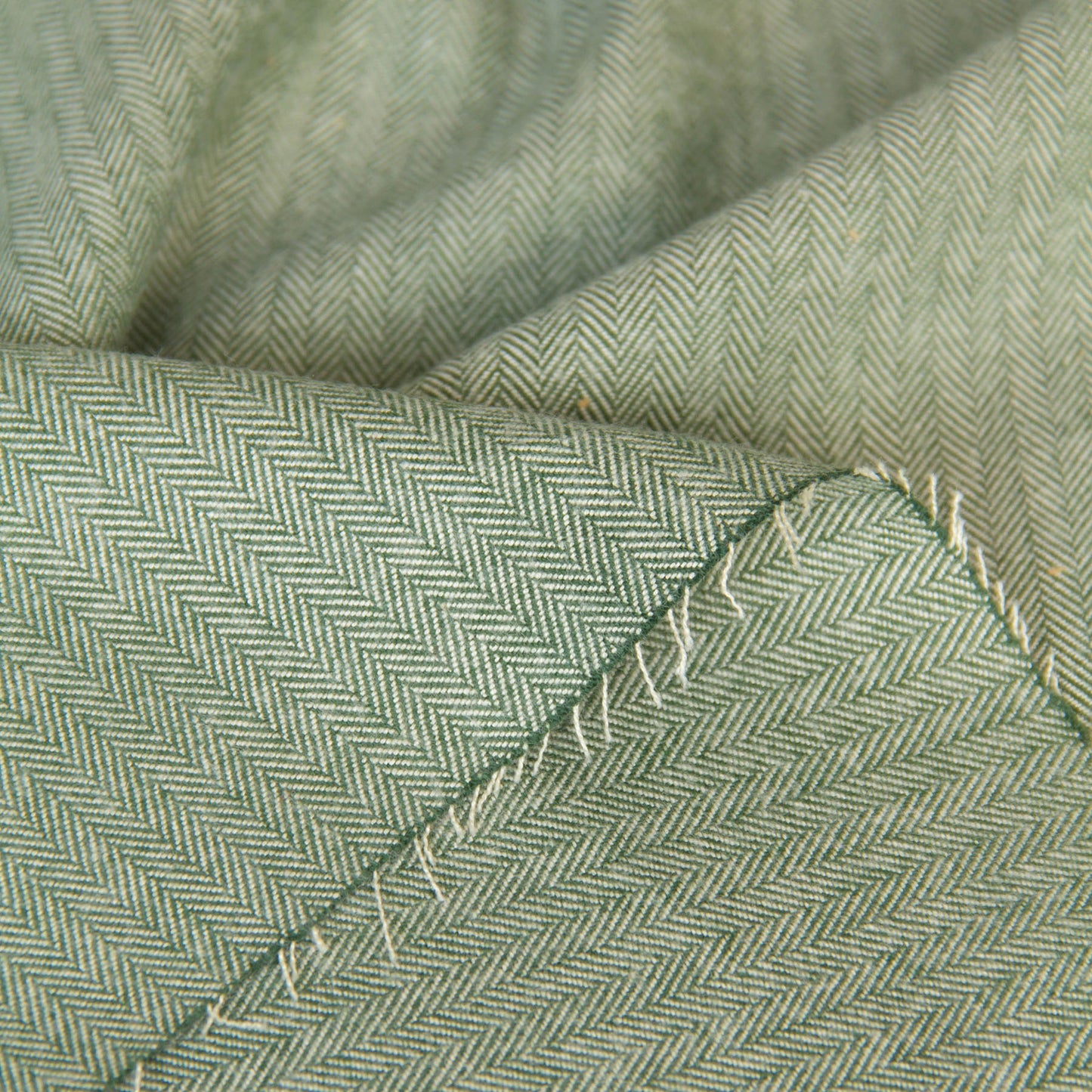 Cotton Herringbone Brushed Flannel Fabric Sage Green by the Yard
