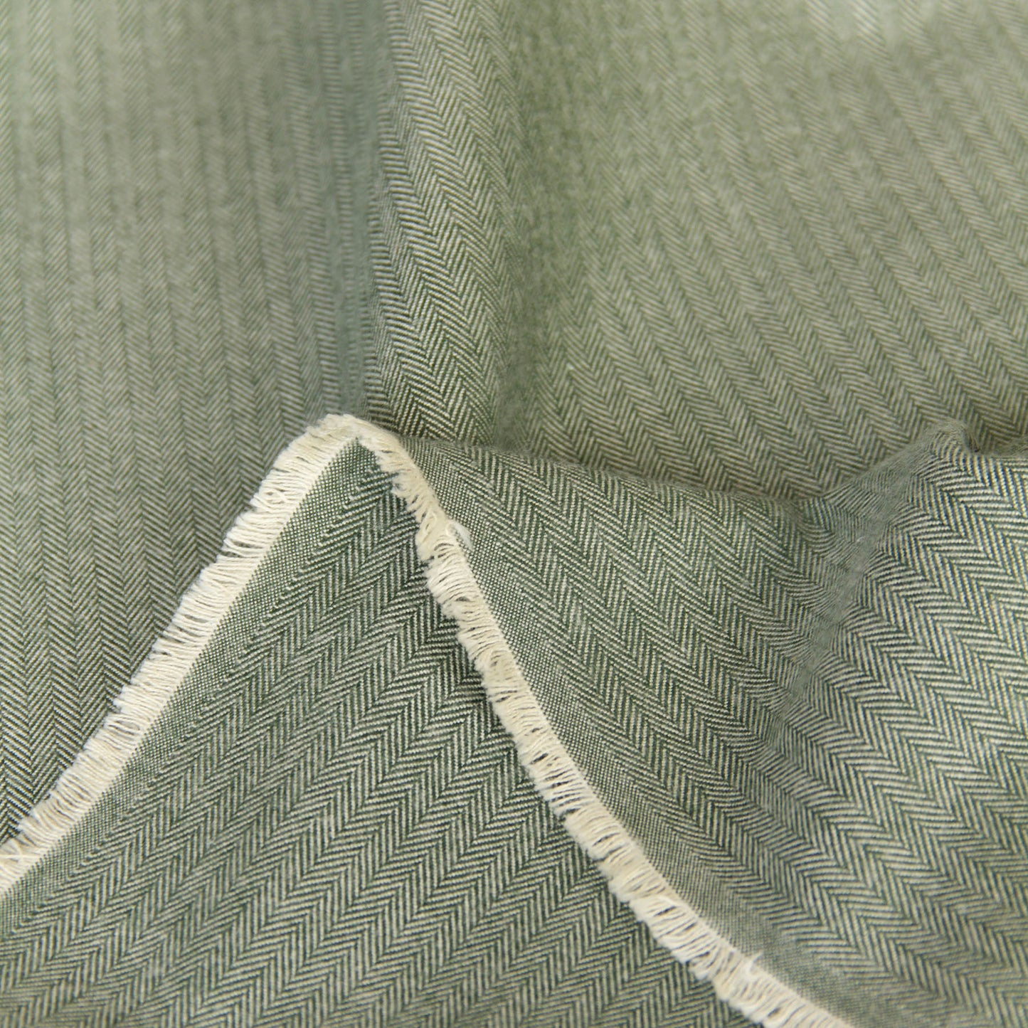 Cotton Herringbone Brushed Flannel Fabric Sage Green by the Yard