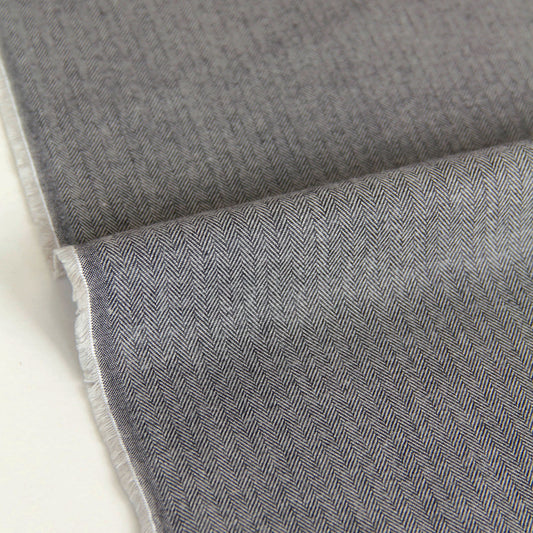 Cotton Herringbone Brushed Flannel Fabric Gray by the Yard