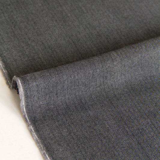 Cotton Herringbone Brushed Flannel Fabric Dark Gray by the Yard