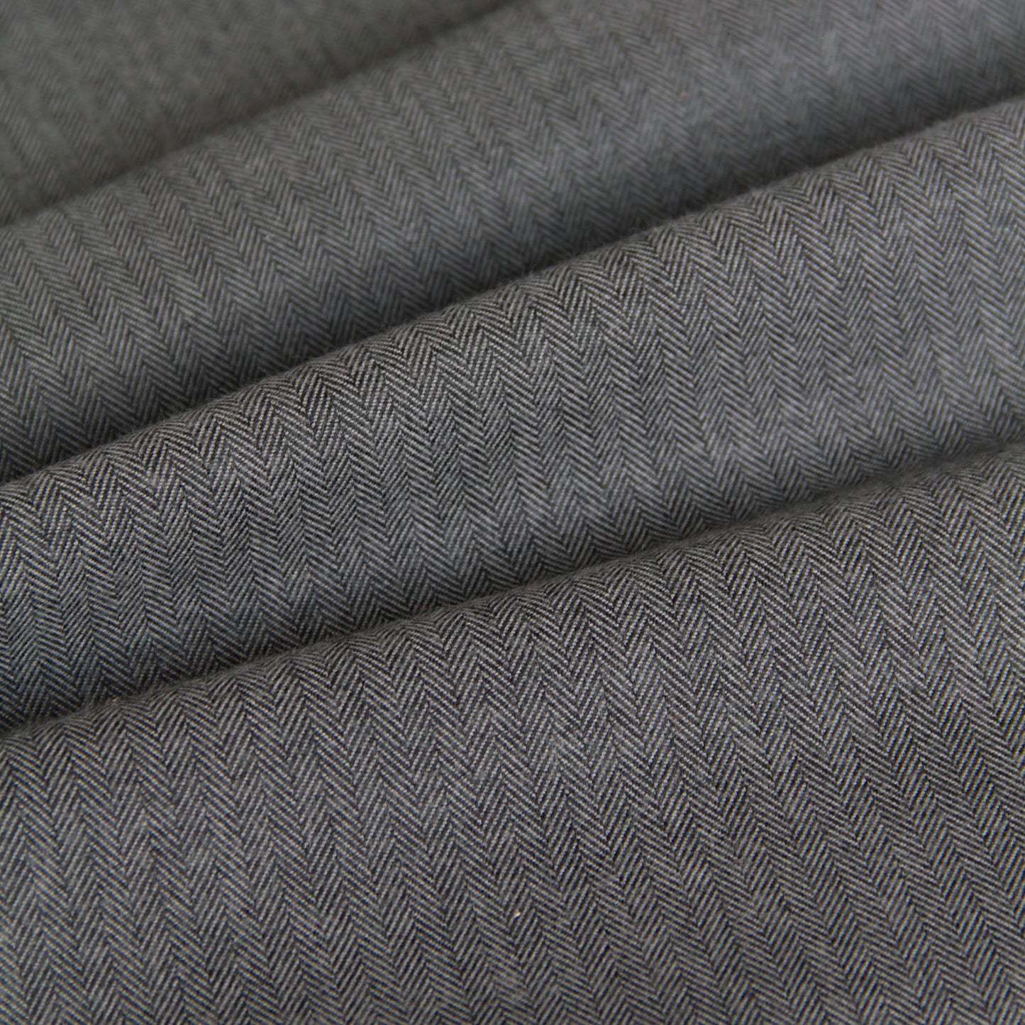 Cotton Herringbone Brushed Flannel Fabric Dark Gray by the Yard