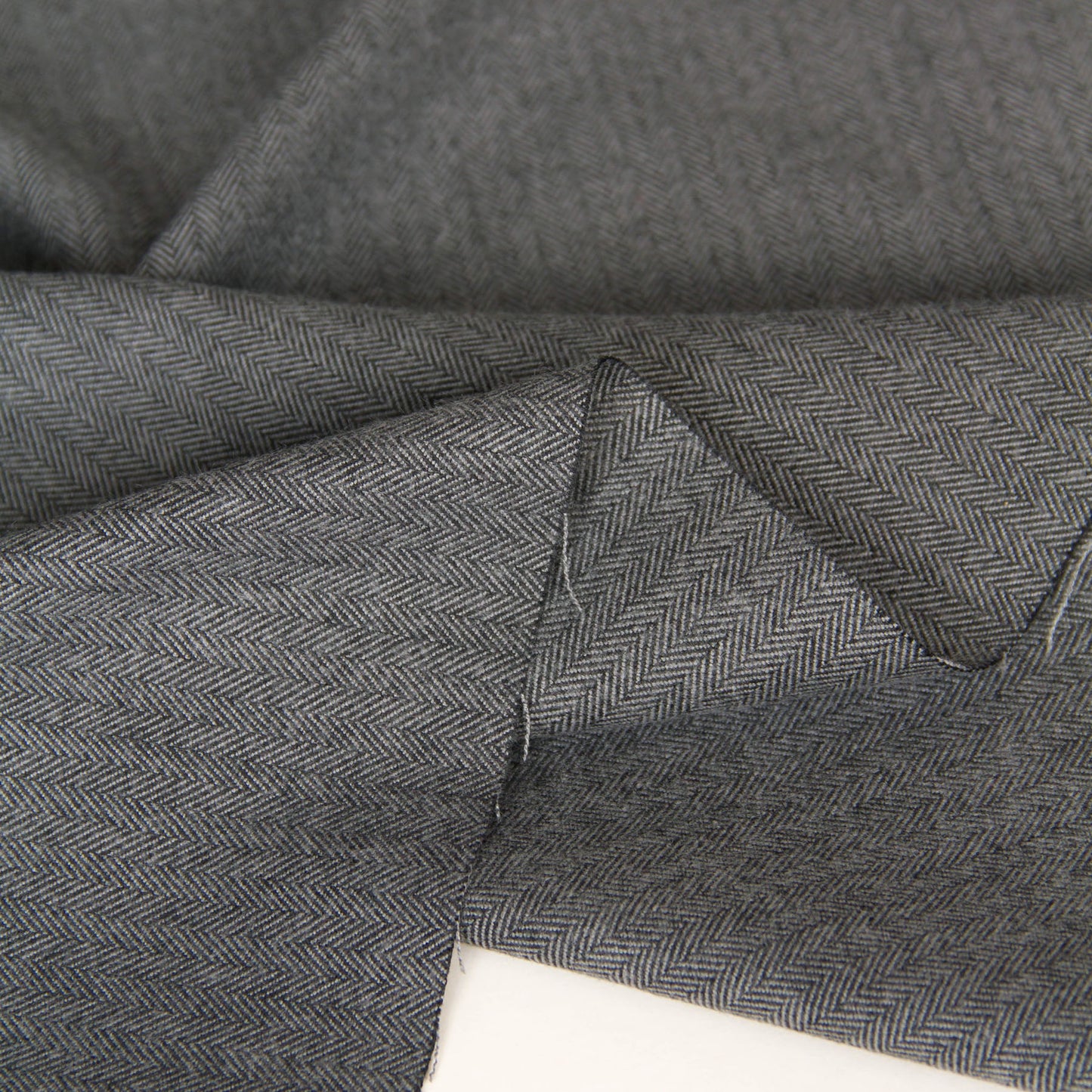 Cotton Herringbone Brushed Flannel Fabric Dark Gray by the Yard