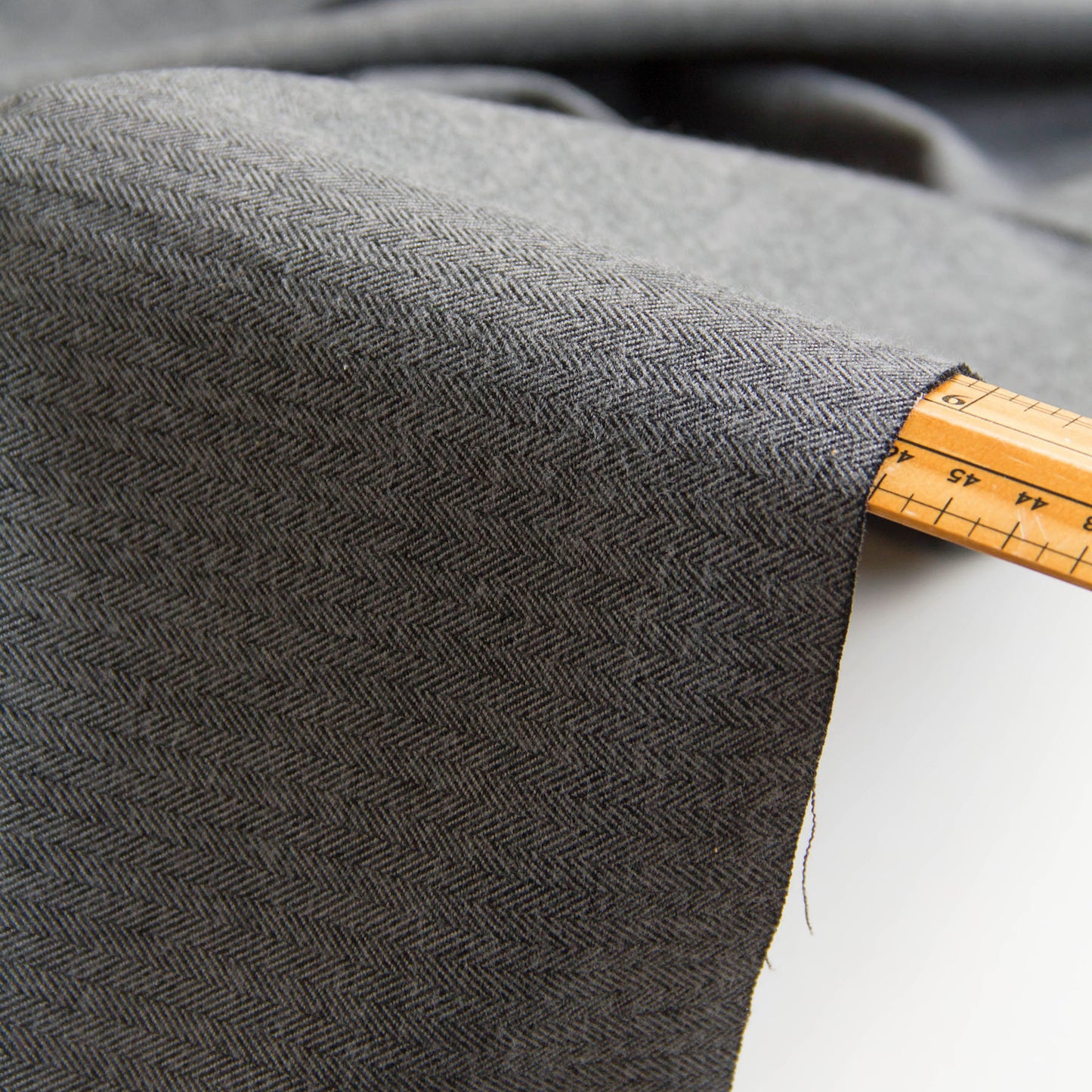Cotton Herringbone Brushed Flannel Fabric Dark Gray by the Yard