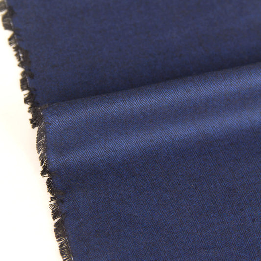Cotton Herringbone Brushed Flannel Fabric Deep Blue by the Yard