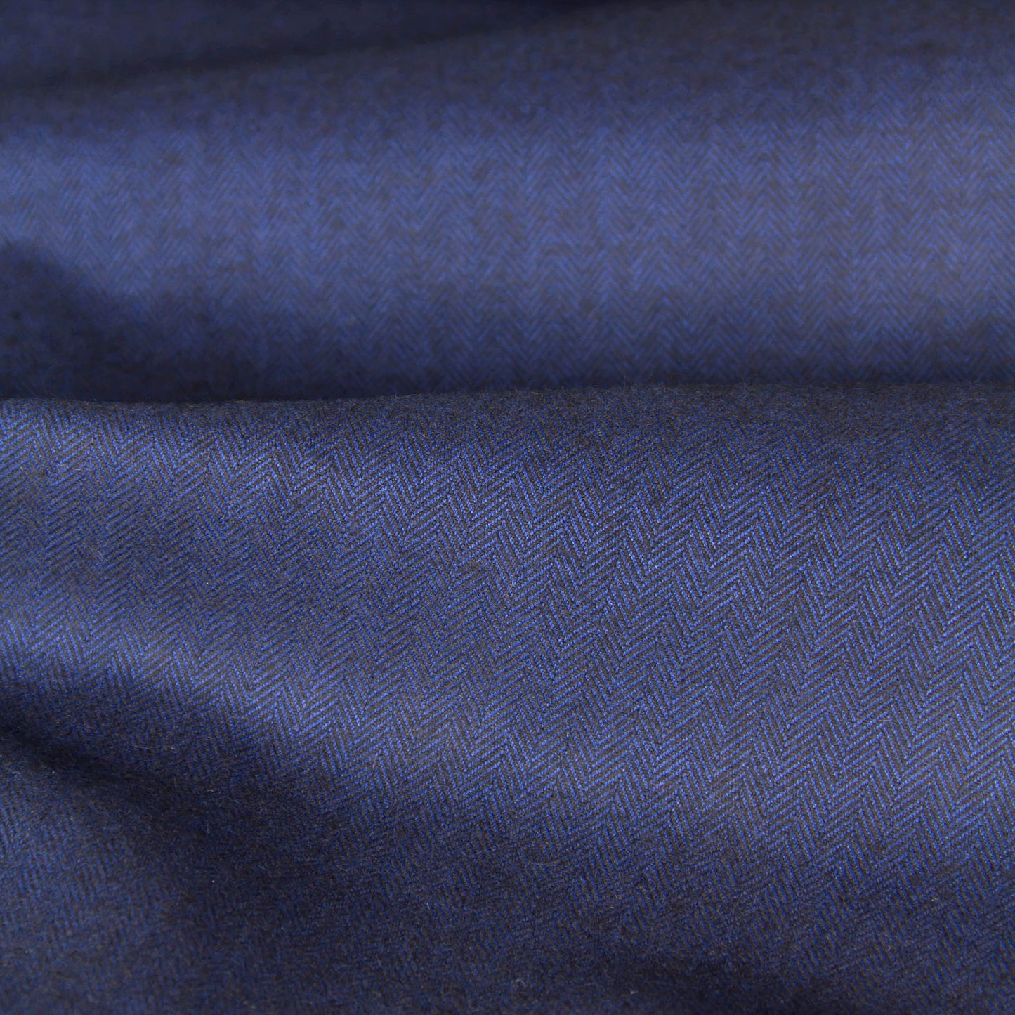 Cotton Herringbone Brushed Flannel Fabric Deep Blue by the Yard