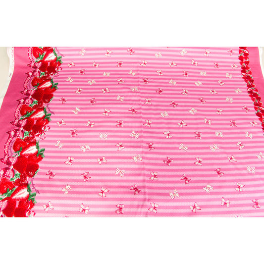 Oxford Cotton Fabric Strawberry Stripe Pink by the Yard