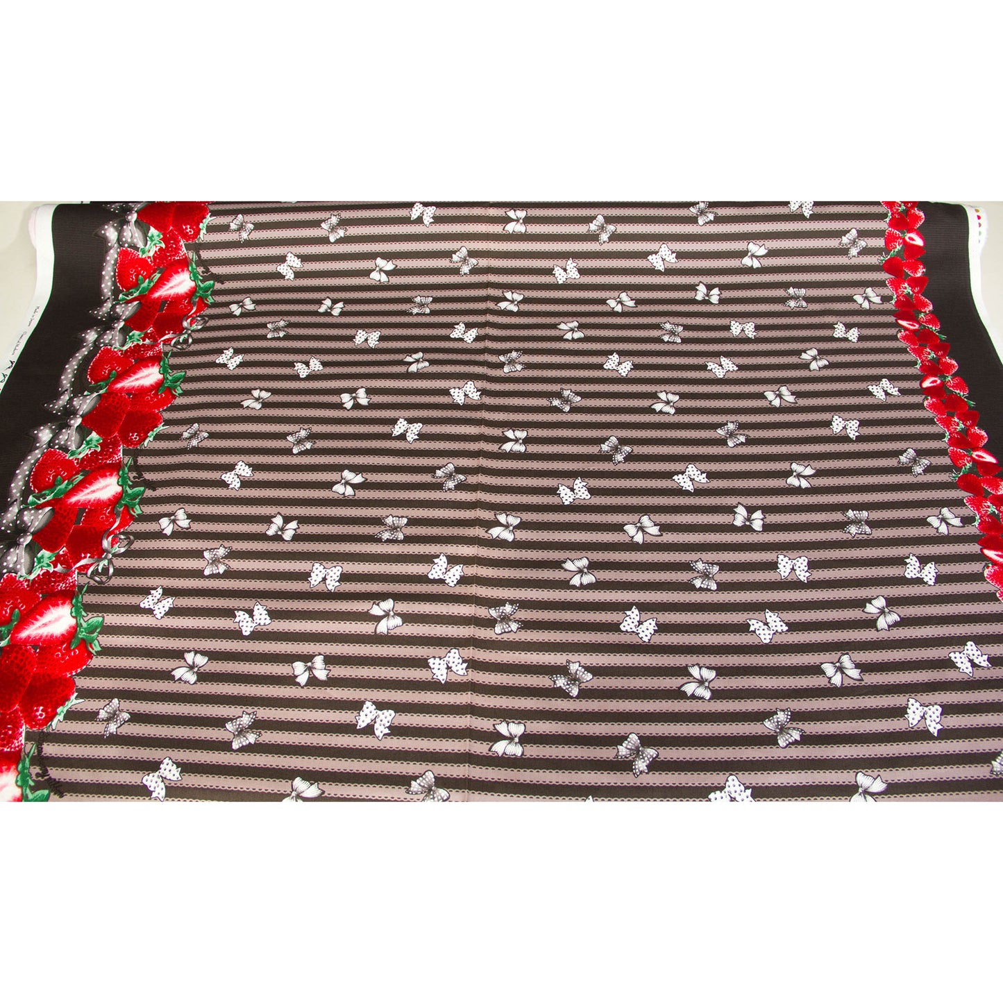 Oxford Cotton Fabric Strawberry Stripe Carbon Black by the Yard