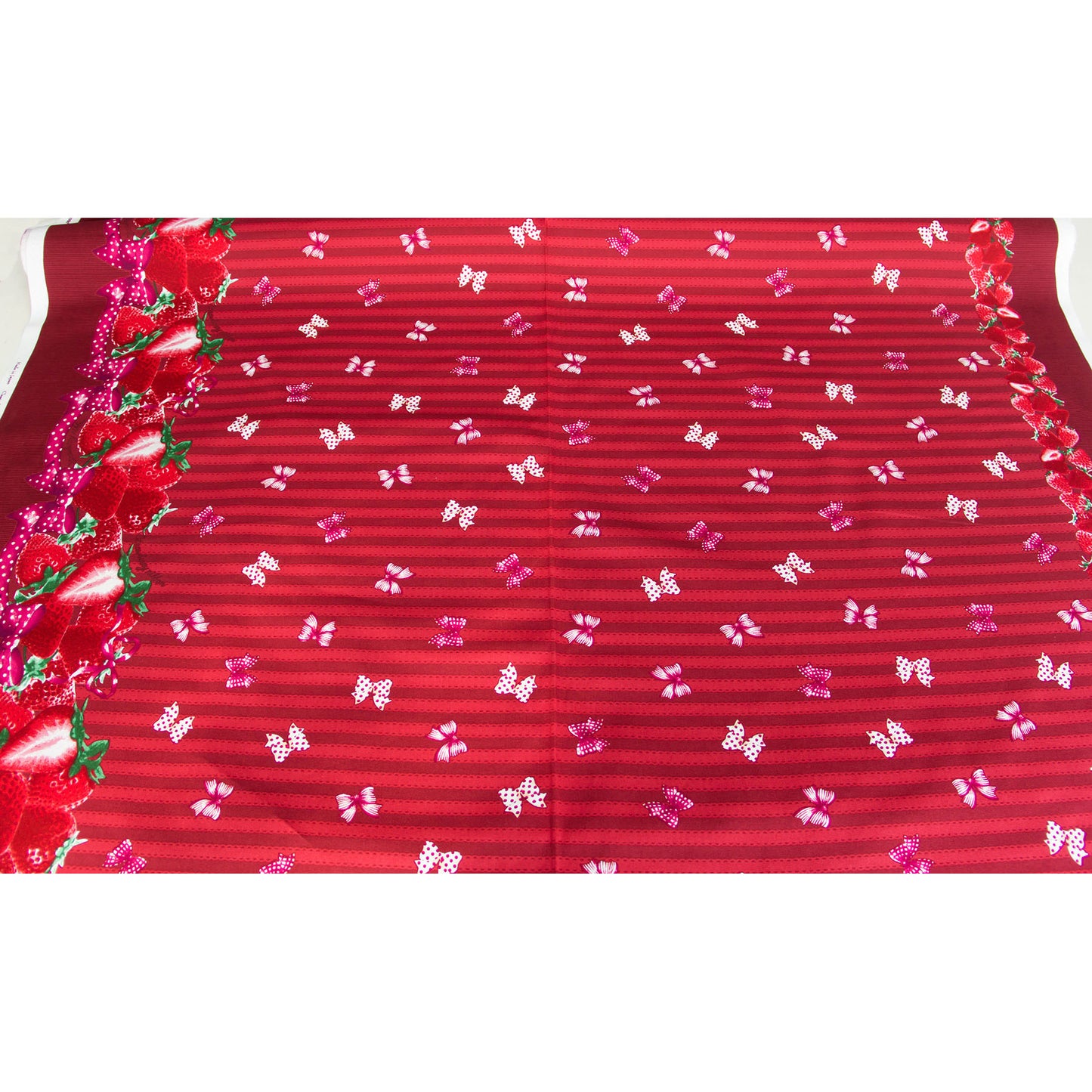 Oxford Cotton Fabric Strawberry Stripe Red by the Yard