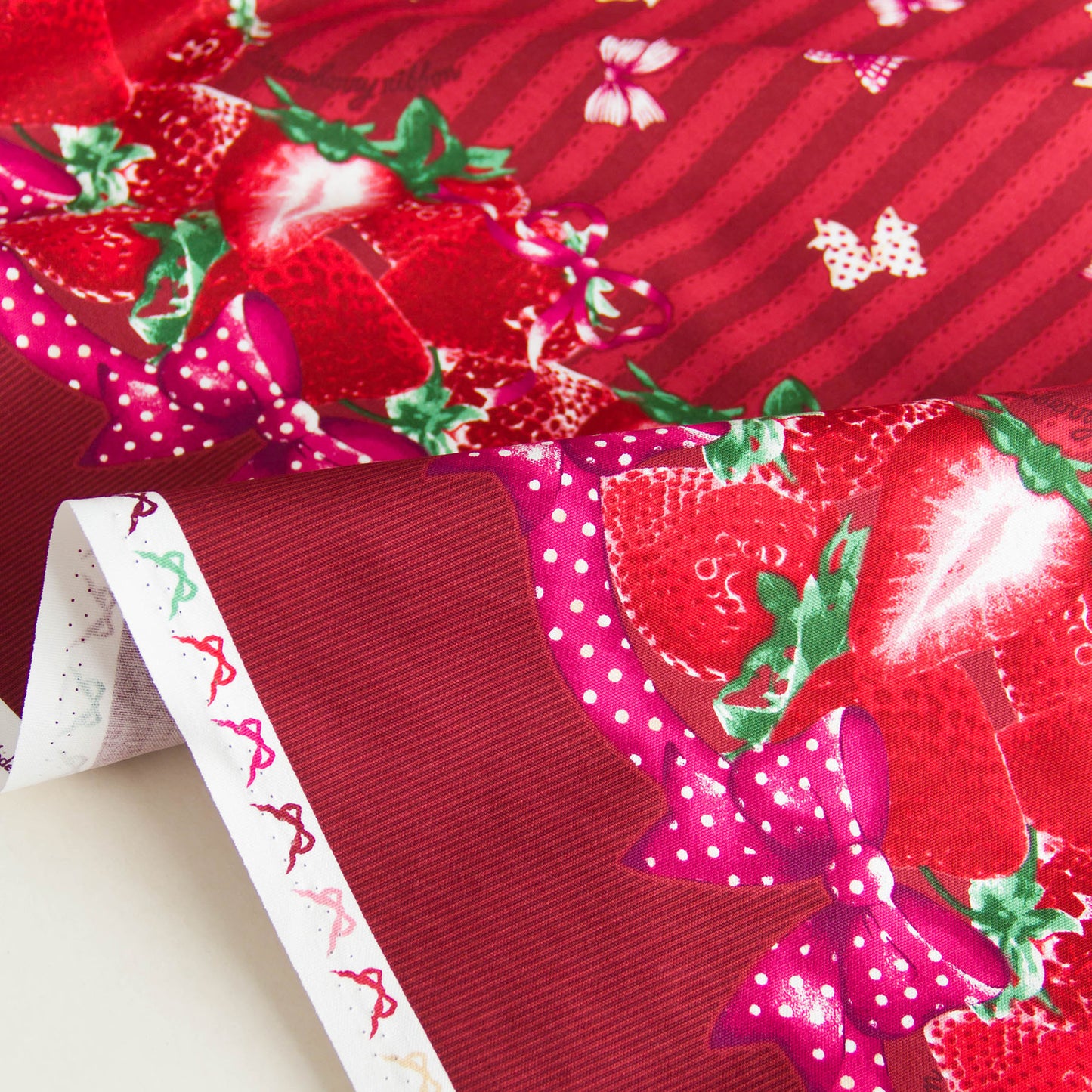 Oxford Cotton Fabric Strawberry Stripe Red by the Yard