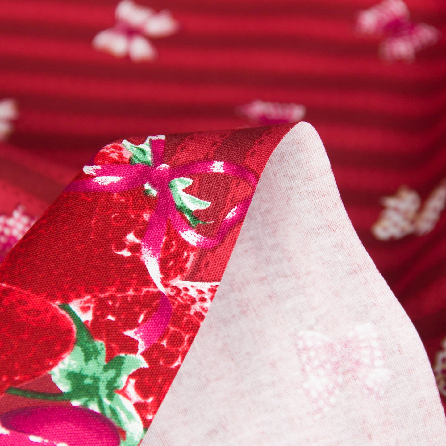 Oxford Cotton Fabric Strawberry Stripe Red by the Yard