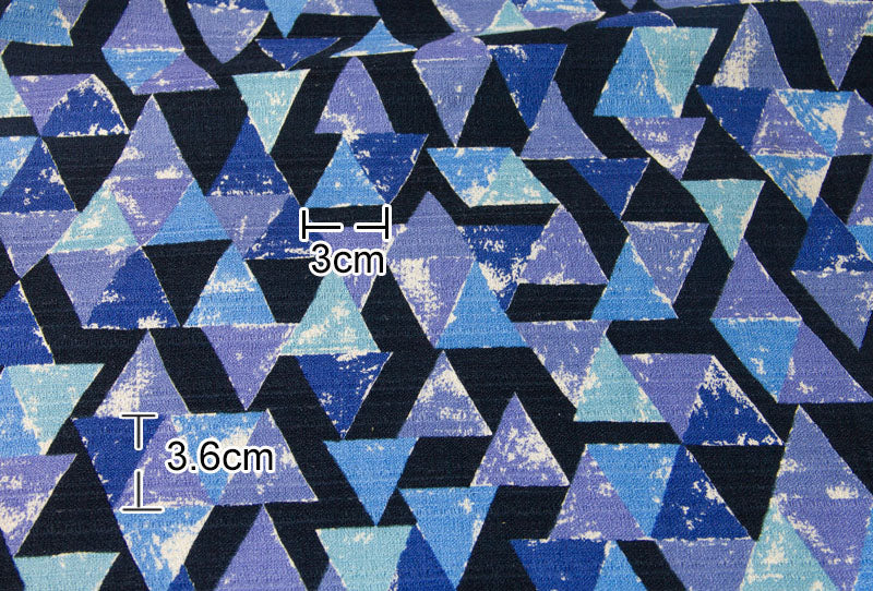 Geometric Triangle Print Soft Cotton Fabric Blue by the Yard