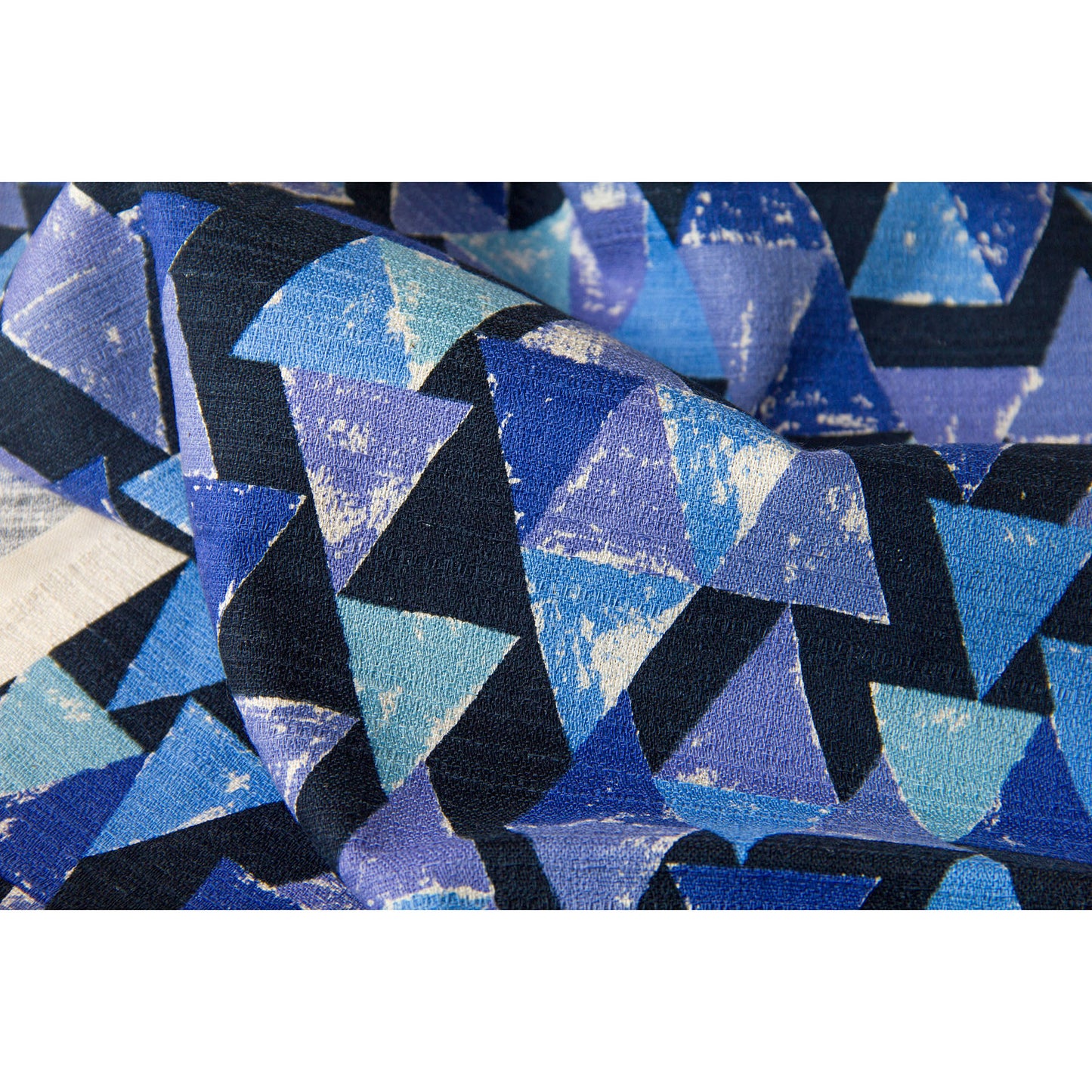Geometric Triangle Print Soft Cotton Fabric Blue by the Yard