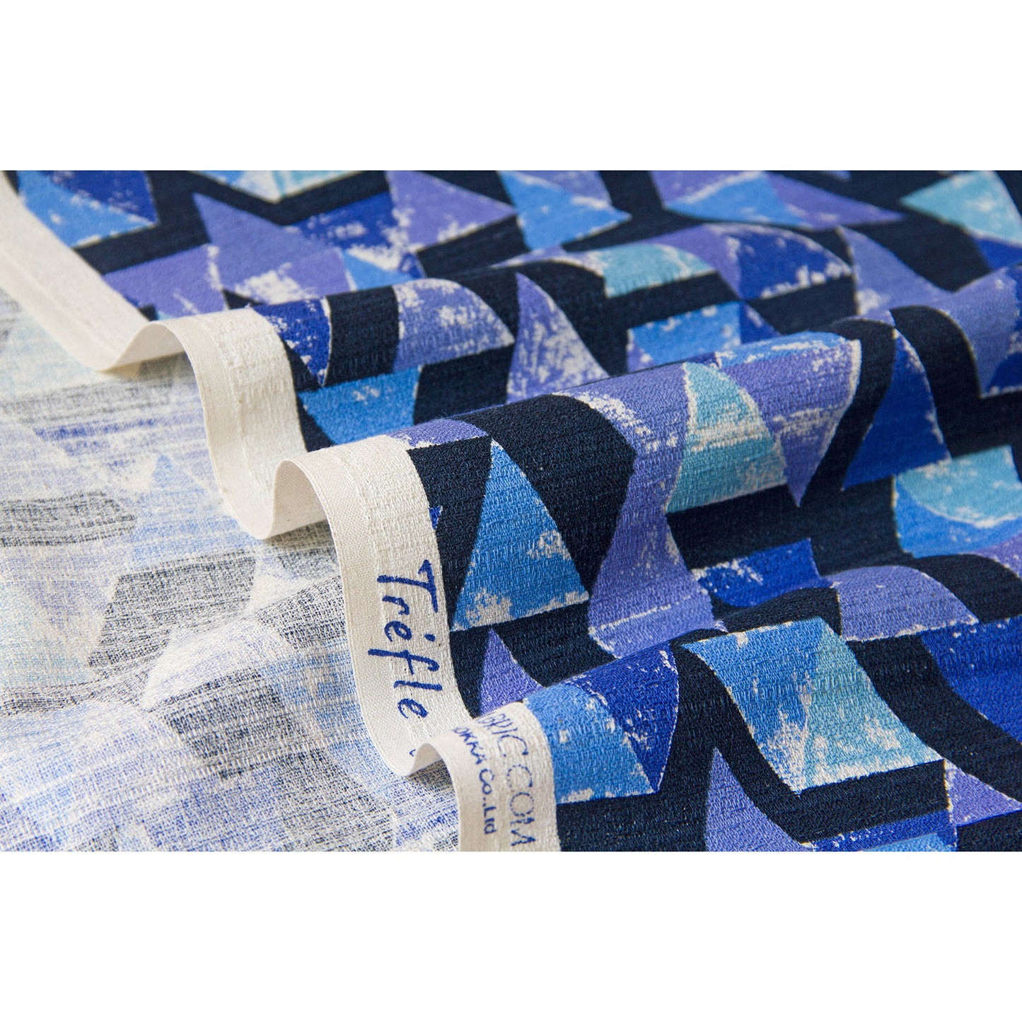 Geometric Triangle Print Soft Cotton Fabric Blue by the Yard