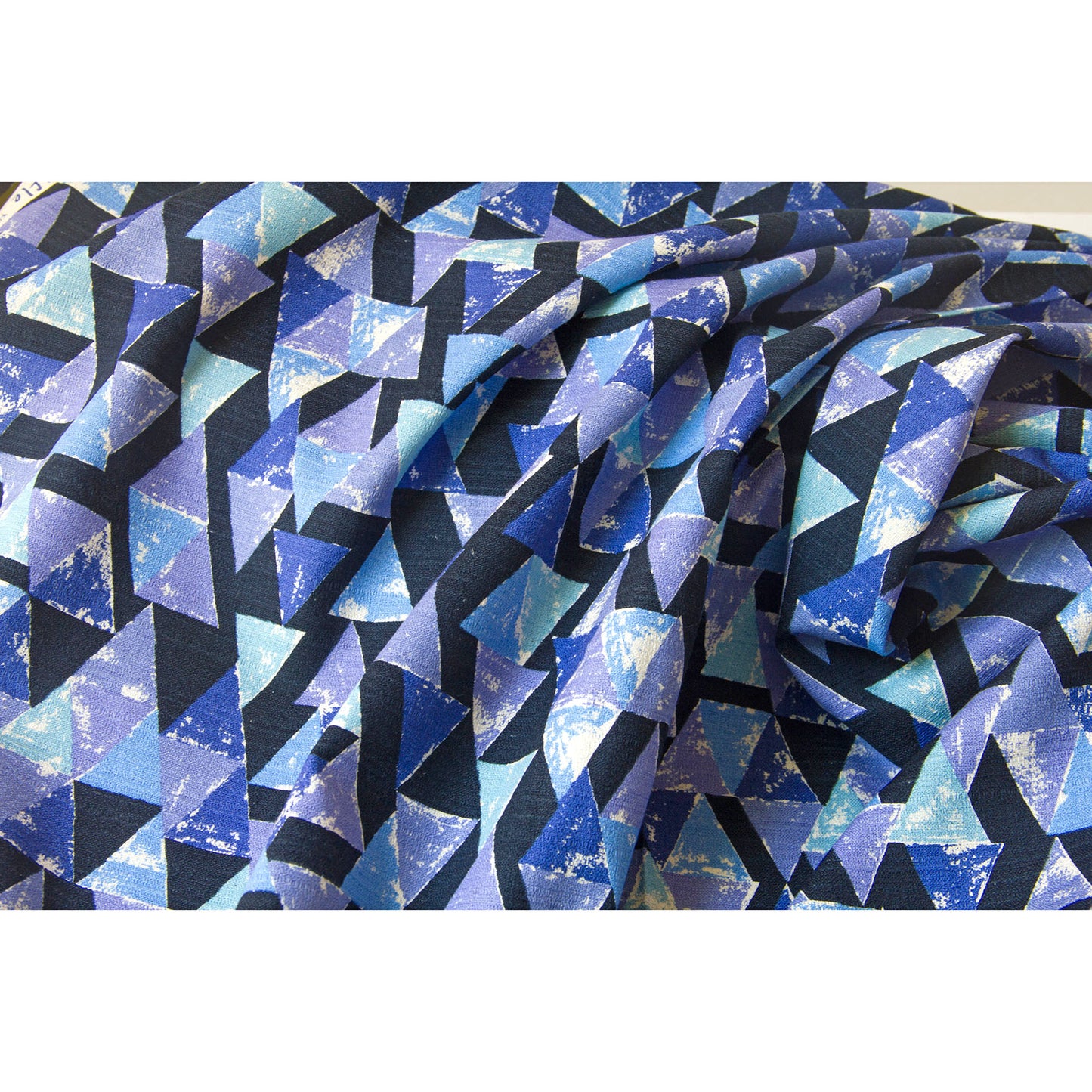 Geometric Triangle Print Soft Cotton Fabric Blue by the Yard