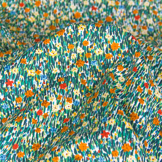 Japanese Kokka Cotton Viyella Fabric Wildflower Green by the Yard