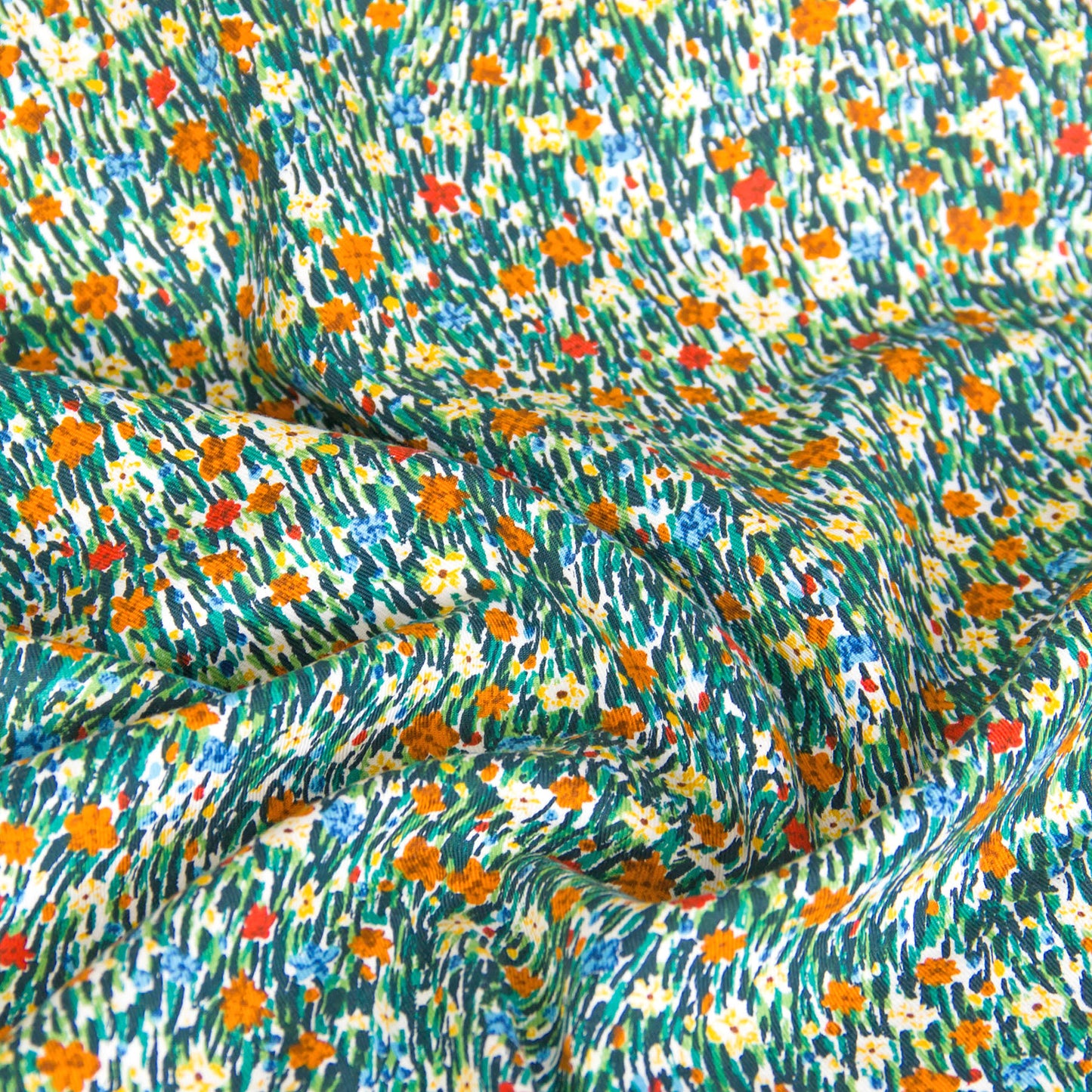 Japanese Kokka Cotton Viyella Fabric Wildflower Green by the Yard