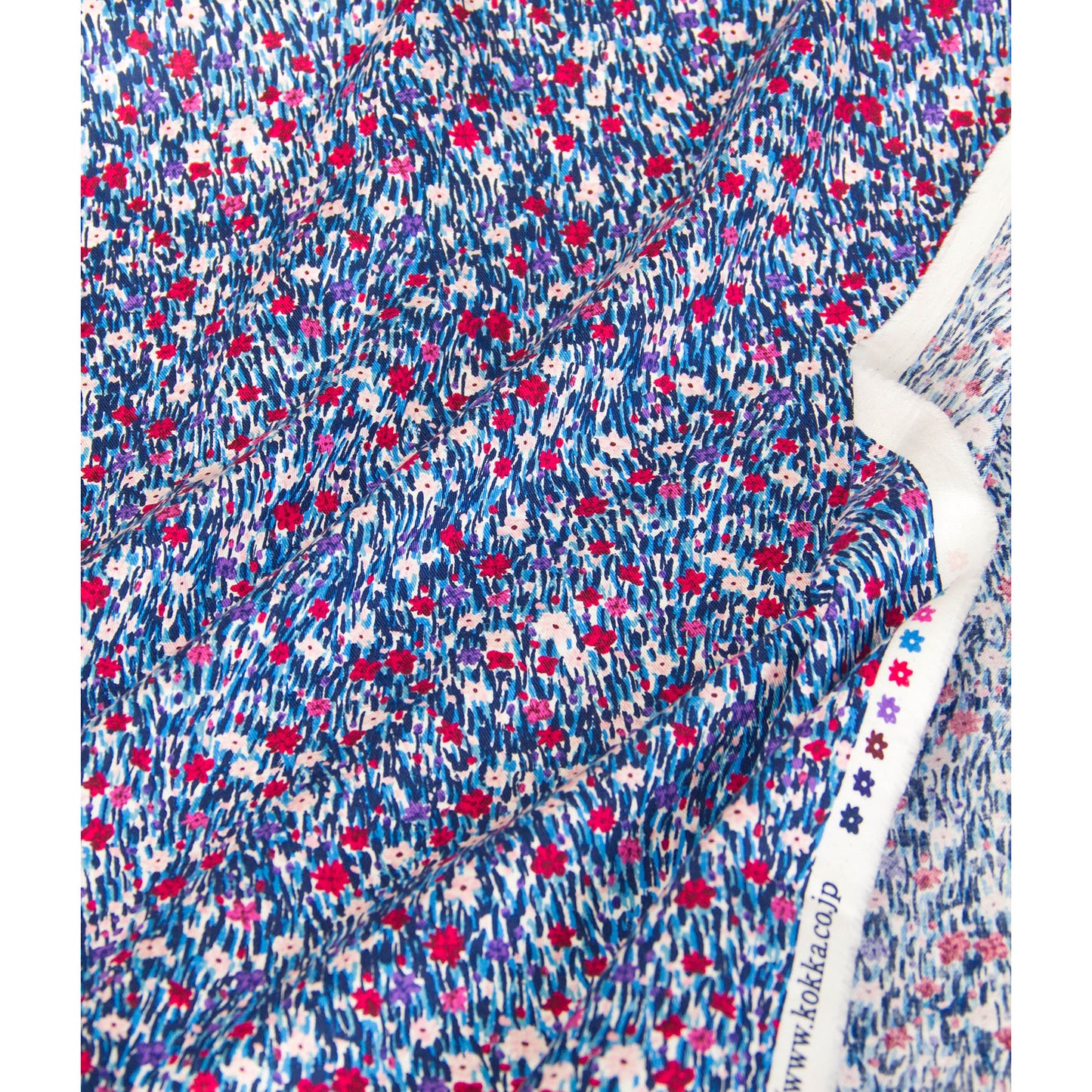 Japanese Kokka Cotton Viyella Fabric Wildflower Blue by the Yard