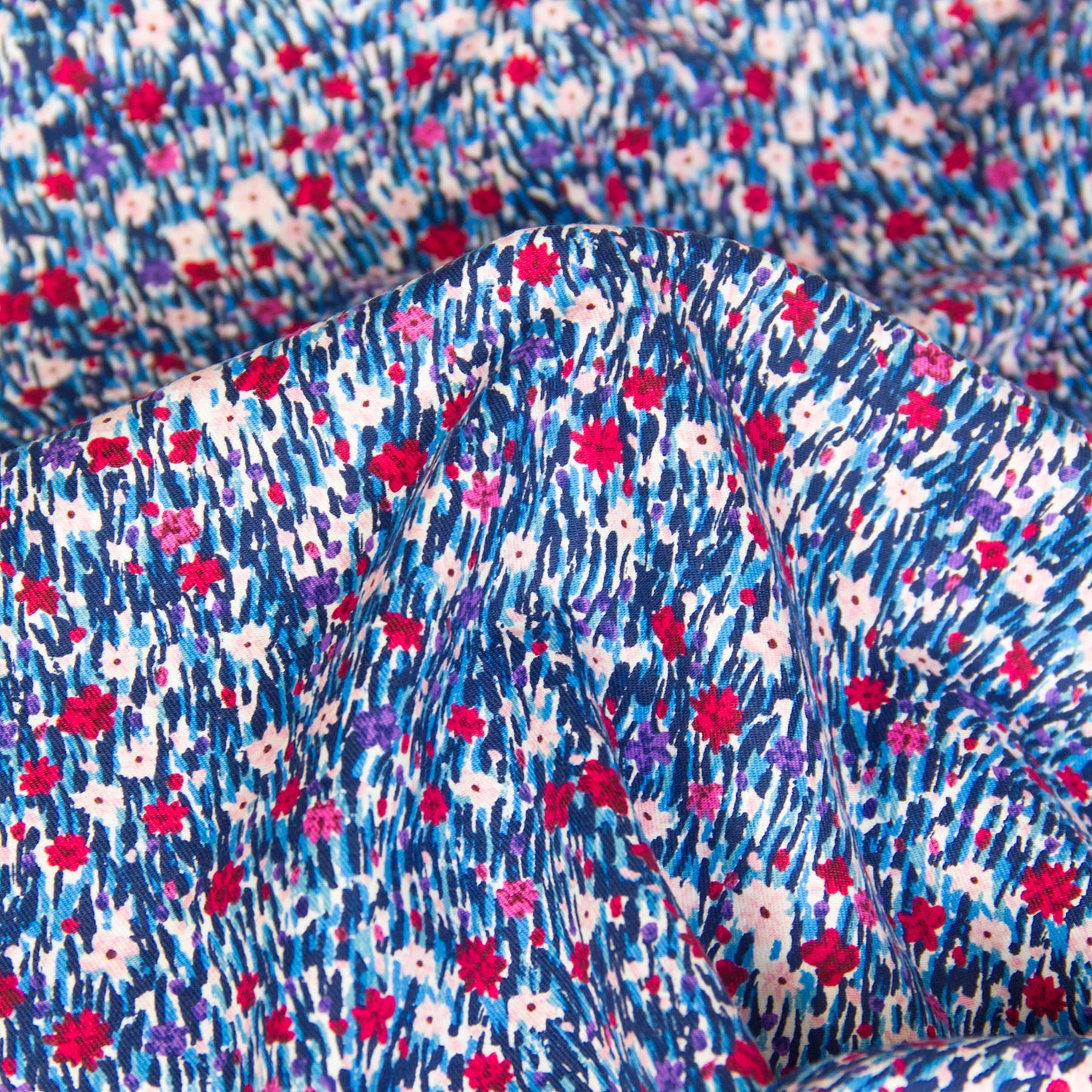 Japanese Kokka Cotton Viyella Fabric Wildflower Blue by the Yard