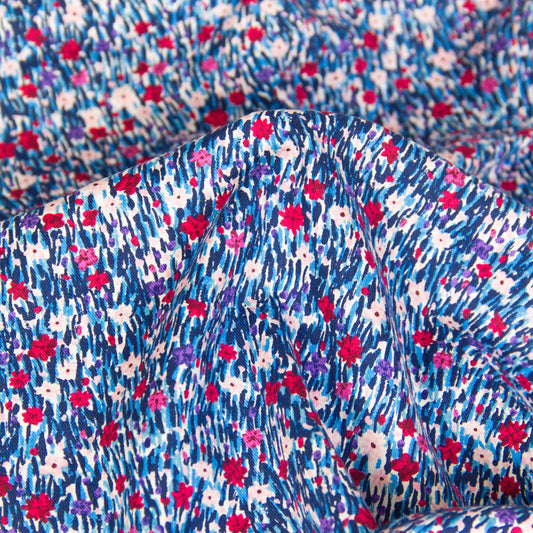 Japanese Kokka Cotton Viyella Fabric Wildflower Blue by the Yard