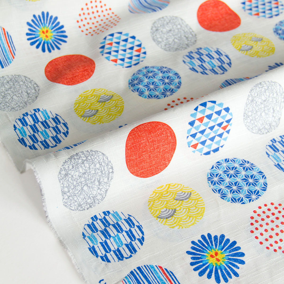 Japanese Style Geometric Pattern Dobby Cotton Fabric White by the Yard