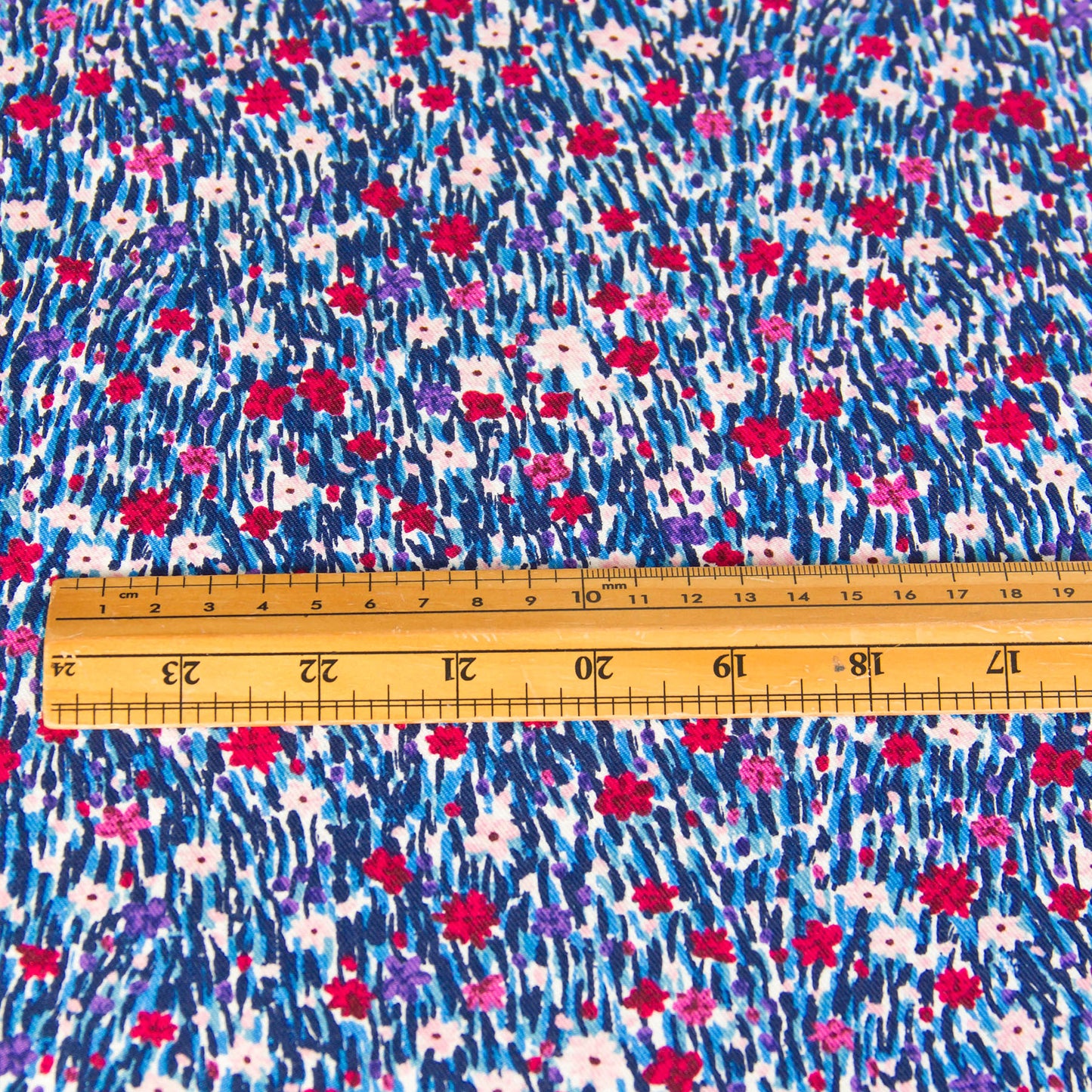 Japanese Kokka Cotton Viyella Fabric Wildflower Blue by the Yard
