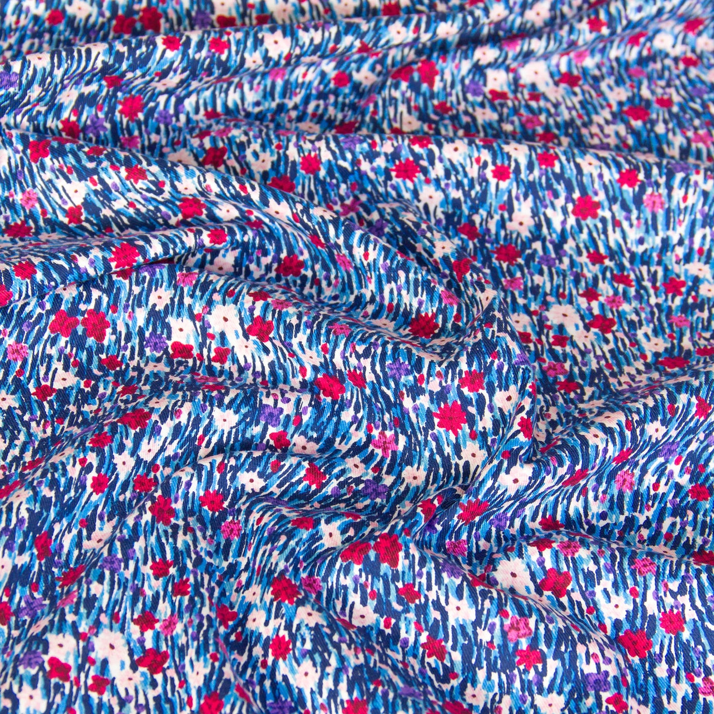 Japanese Kokka Cotton Viyella Fabric Wildflower Blue by the Yard
