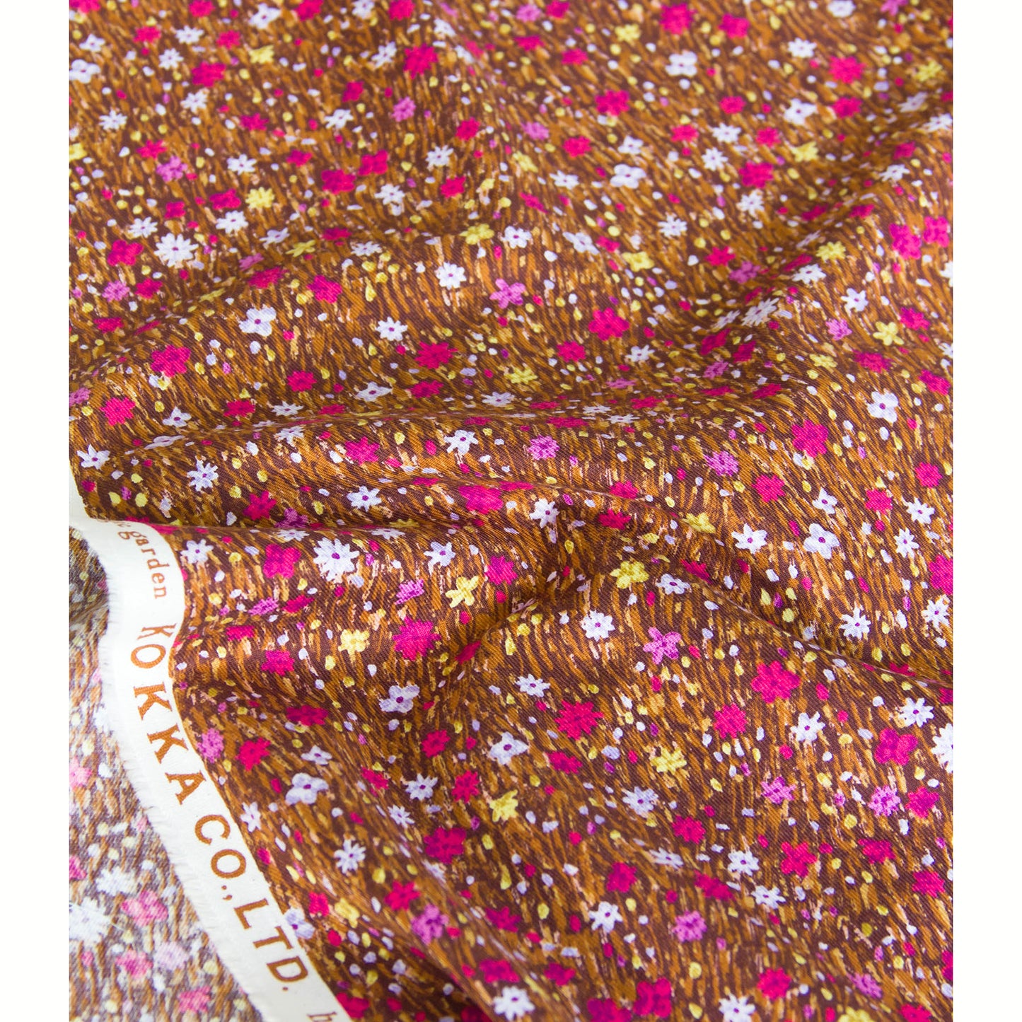 Japanese Kokka Cotton Viyella Fabric Wildflower Brown by the Yard