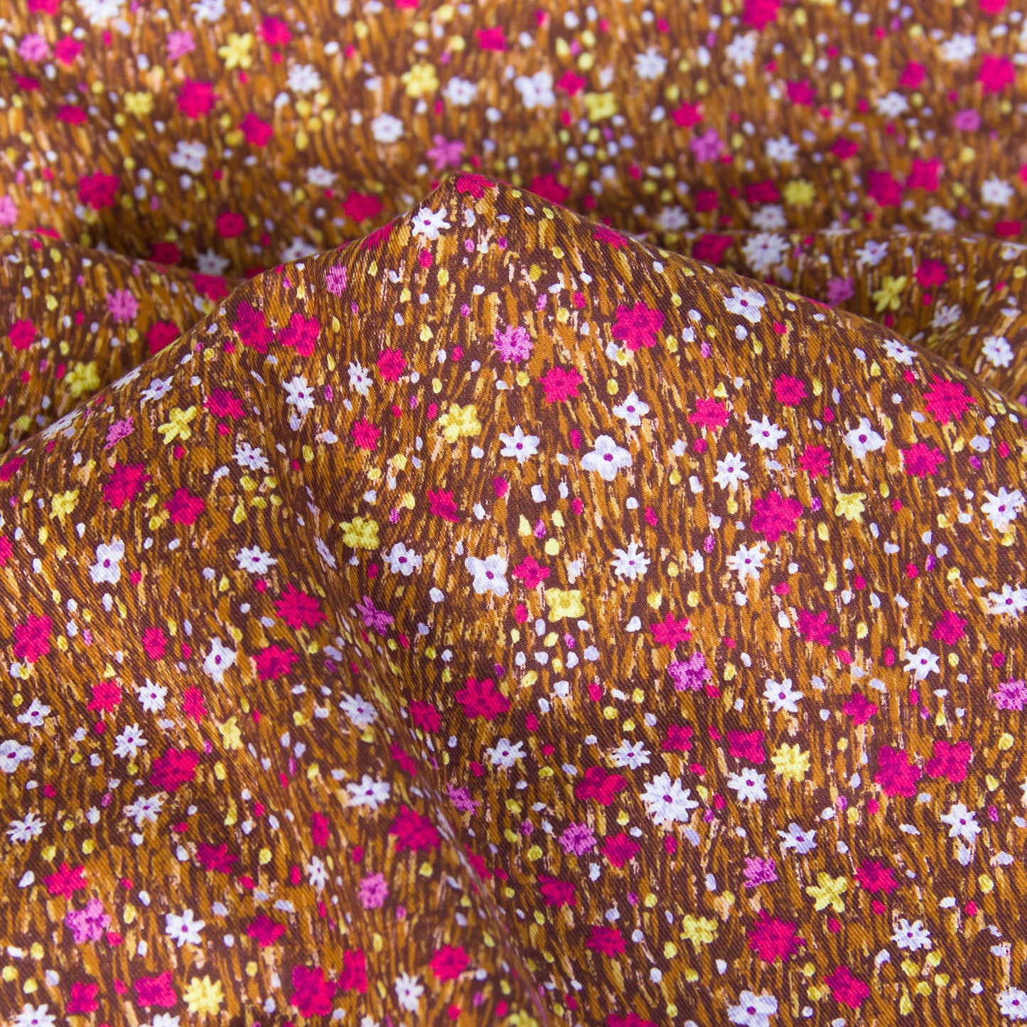 Japanese Kokka Cotton Viyella Fabric Wildflower Brown by the Yard