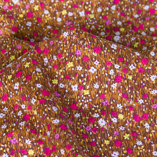 Japanese Kokka Cotton Viyella Fabric Wildflower Brown by the Yard