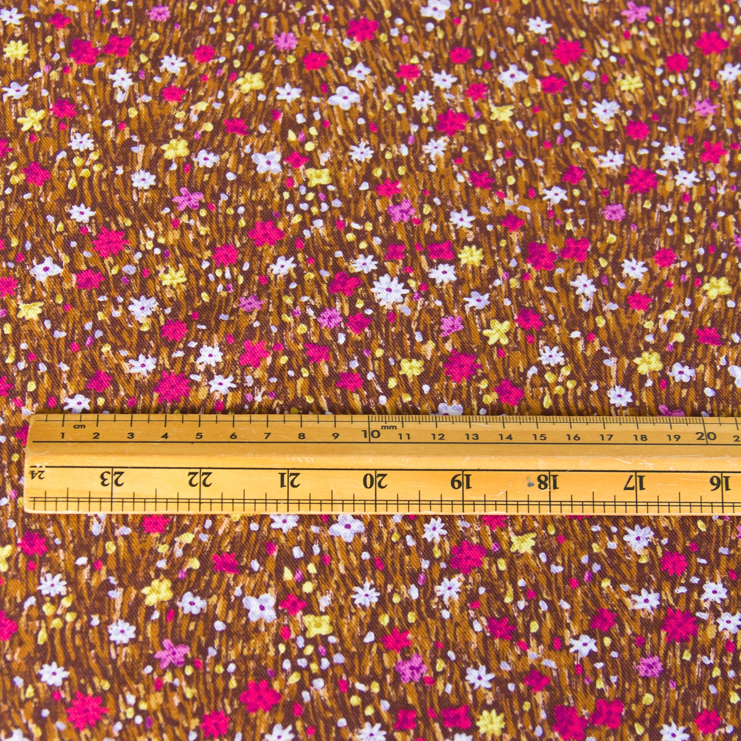 Japanese Kokka Cotton Viyella Fabric Wildflower Brown by the Yard