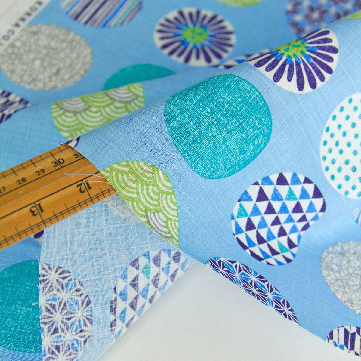 Japanese Style Geometric Pattern Dobby Cotton Fabric Blue by the Yard