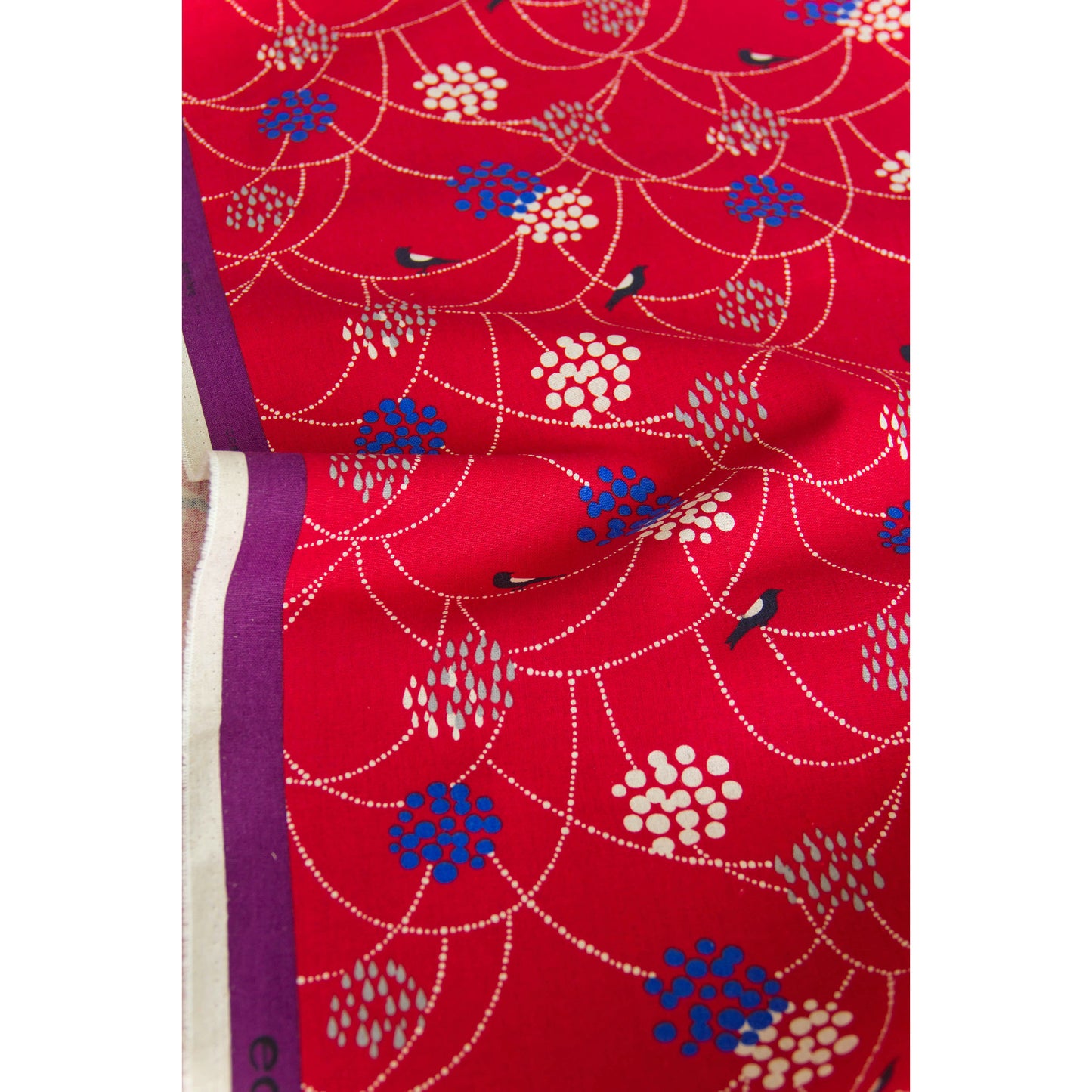 Cotton Linen Canvas Fabric Echino By Etsuko furuya Bird to hang Red by the Yard