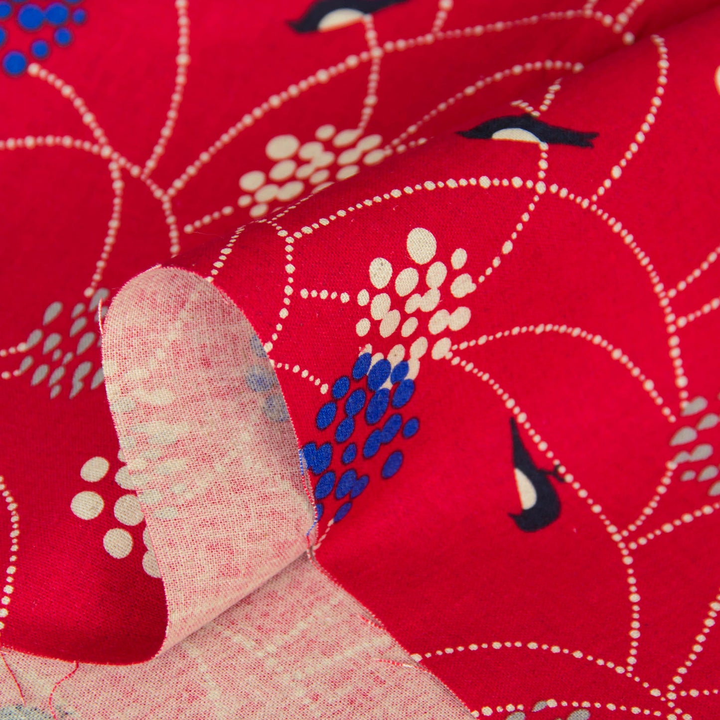 Cotton Linen Canvas Fabric Echino By Etsuko furuya Bird to hang Red by the Yard