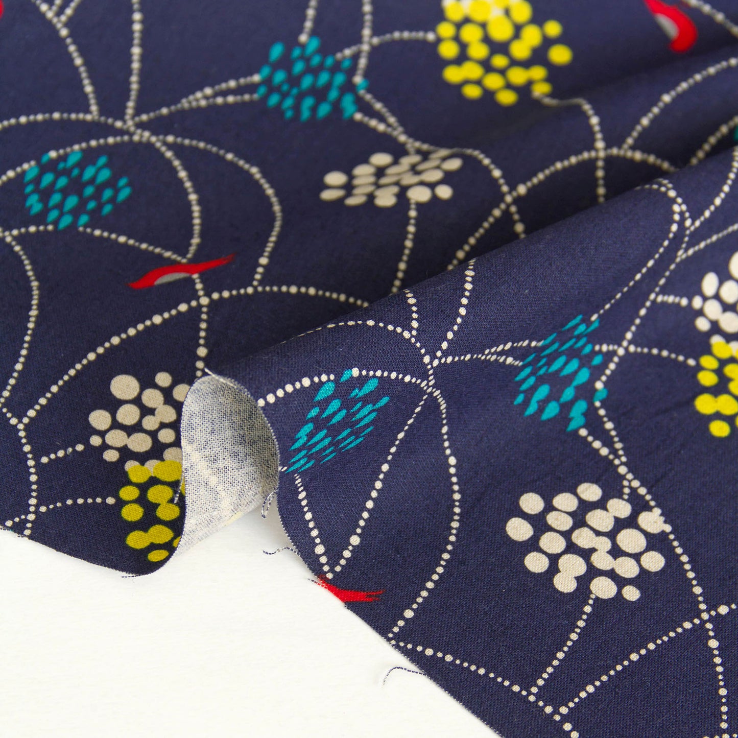 Cotton Linen Canvas Fabric Echino By Etsuko furuya Bird to hang Navy by the Yard