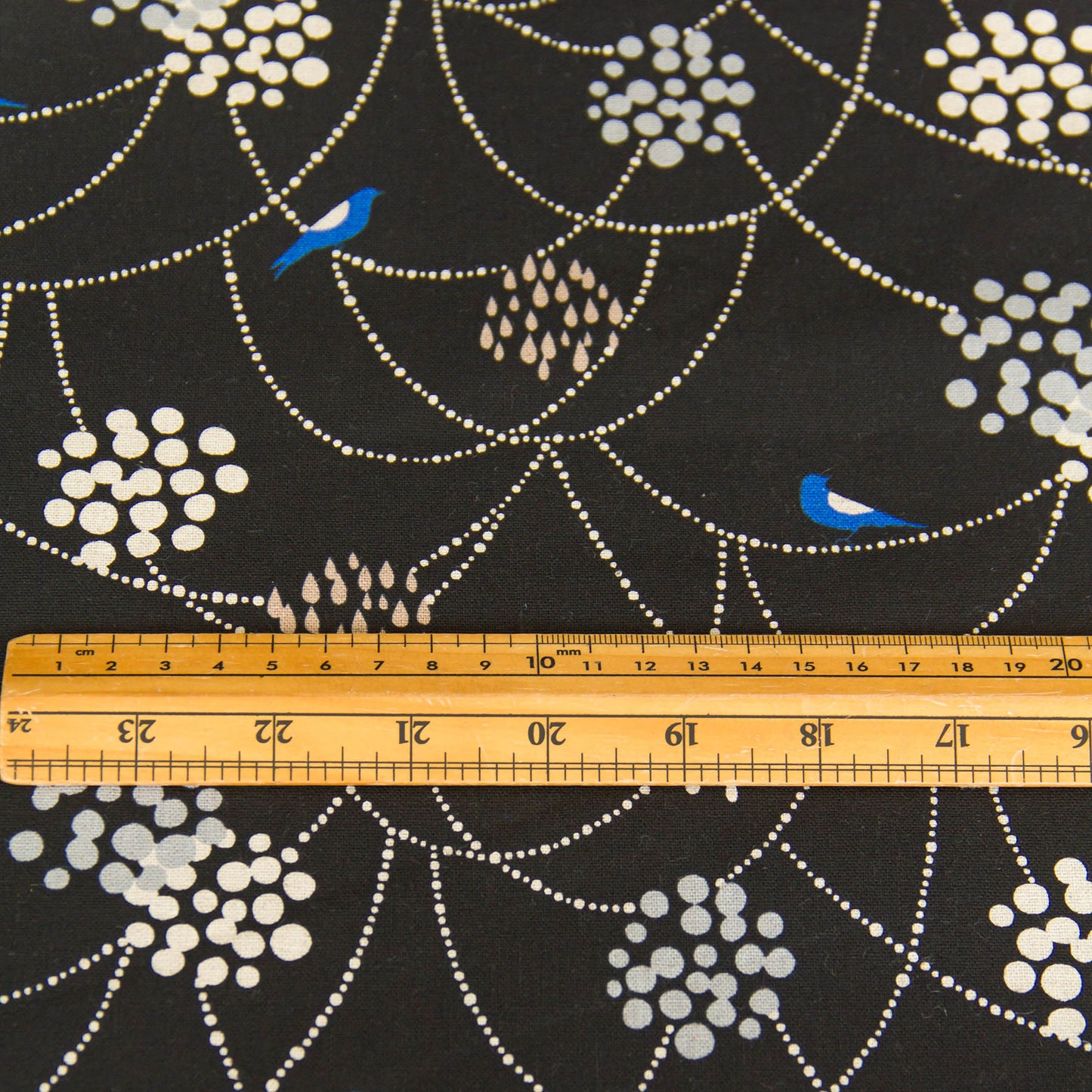 Cotton Linen Canvas Fabric Echino By Etsuko furuya Bird to hang Black by the Yard