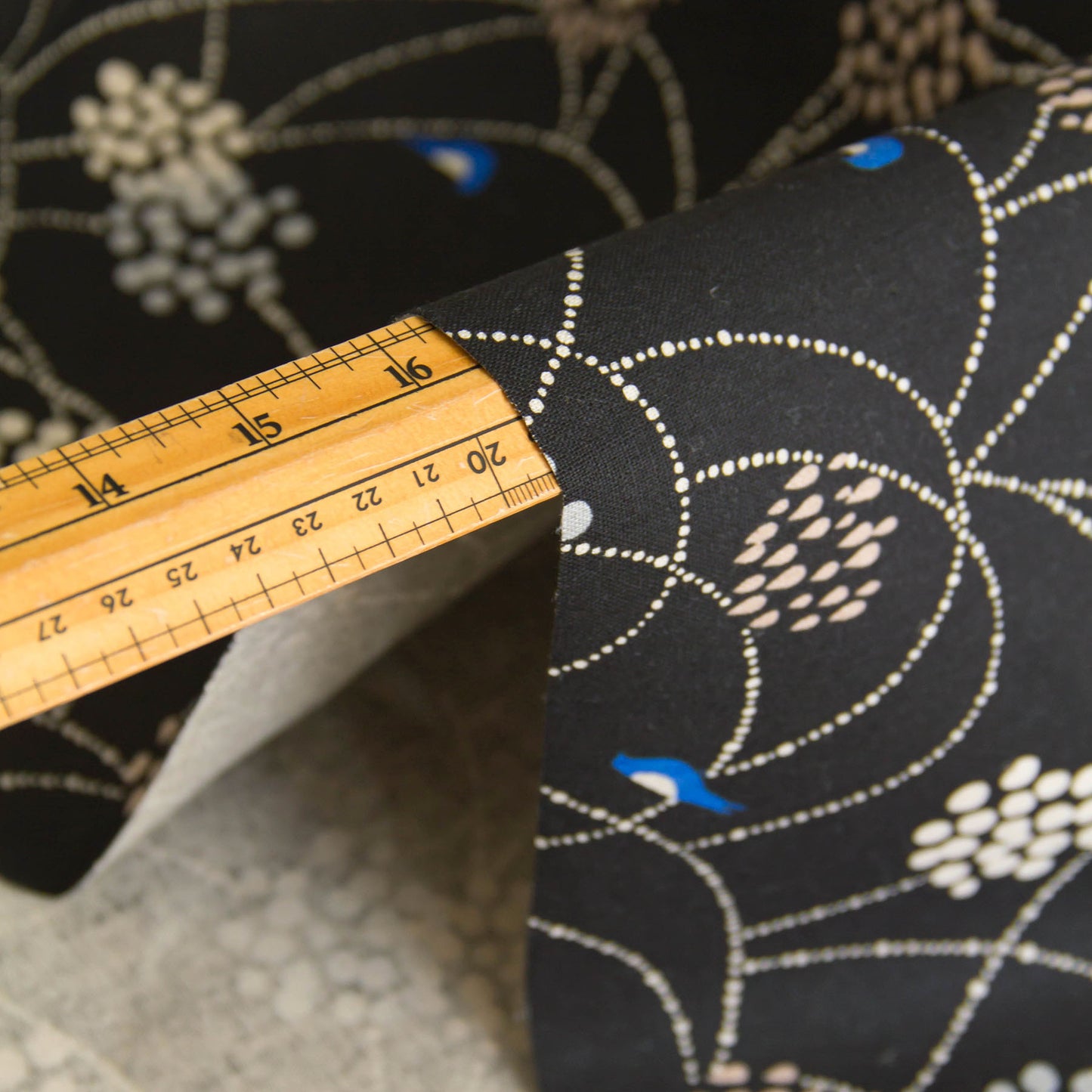 Cotton Linen Canvas Fabric Echino By Etsuko furuya Bird to hang Black by the Yard
