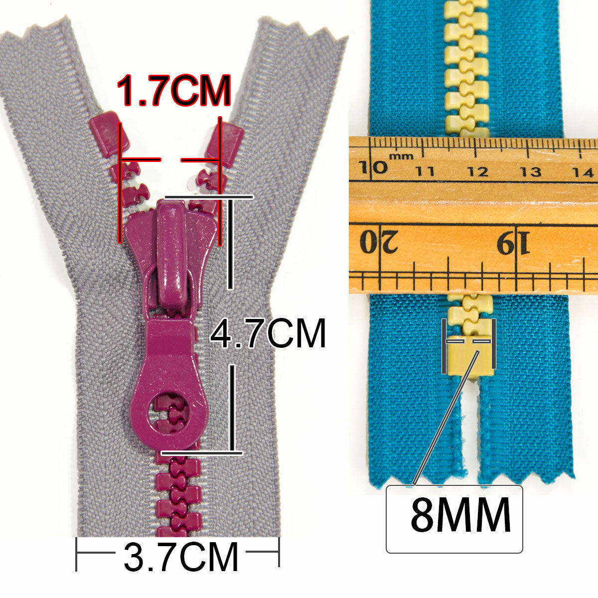YKK #10 Closed-End Resin Zippers Heavy Duty for Sewing Bags