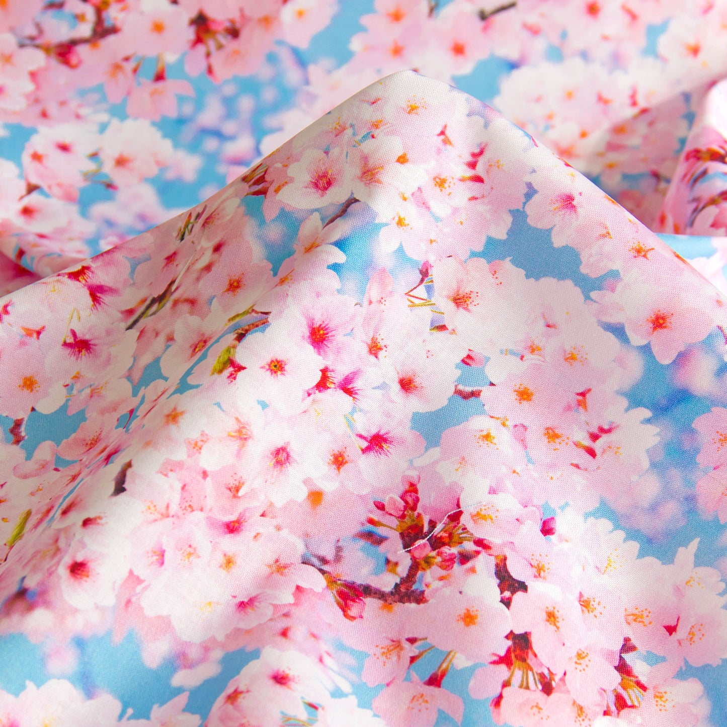 Japanese Sakura Cherry Blossom Print Cotton Fabric by the Yard