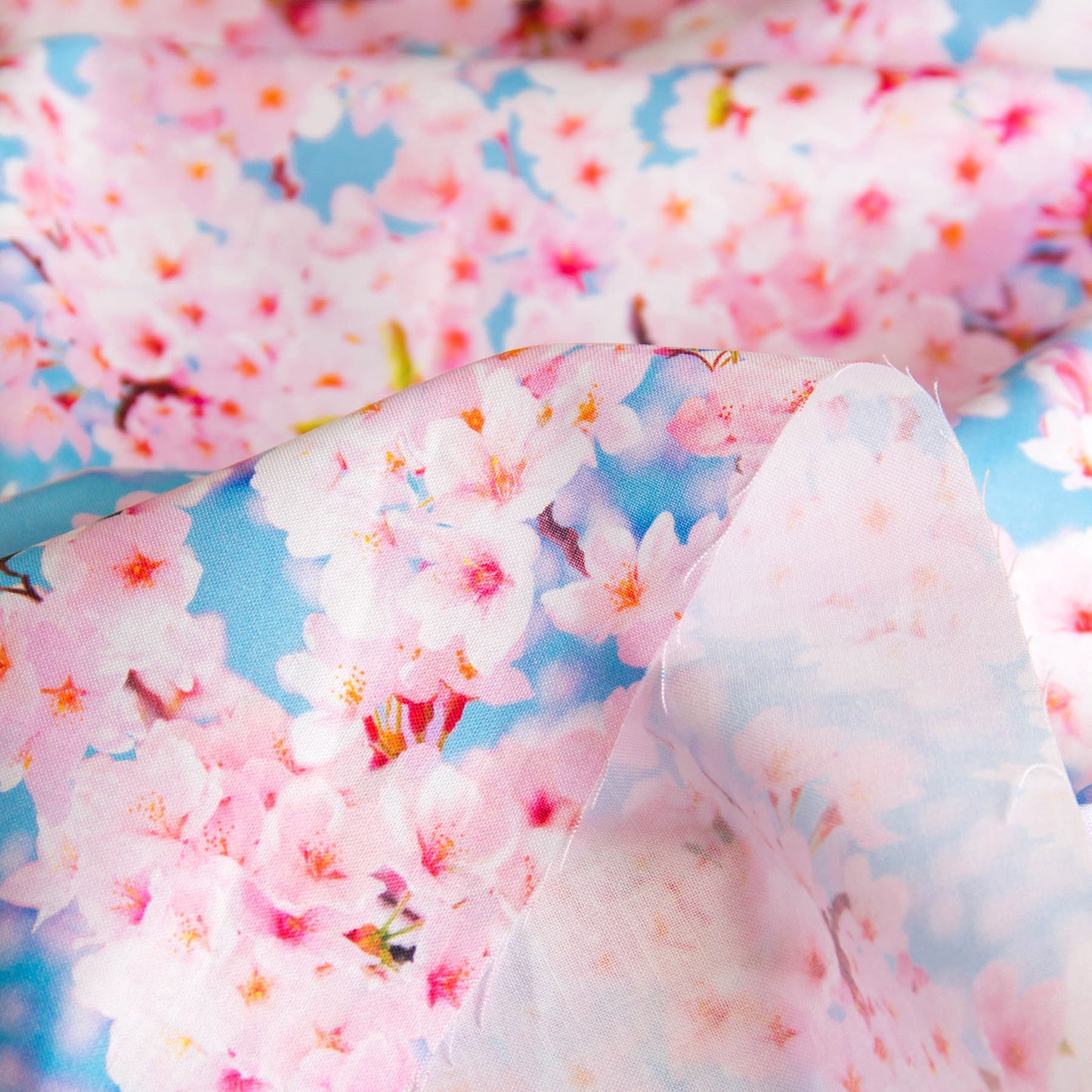 Japanese Sakura Cherry Blossom Print Cotton Fabric by the Yard